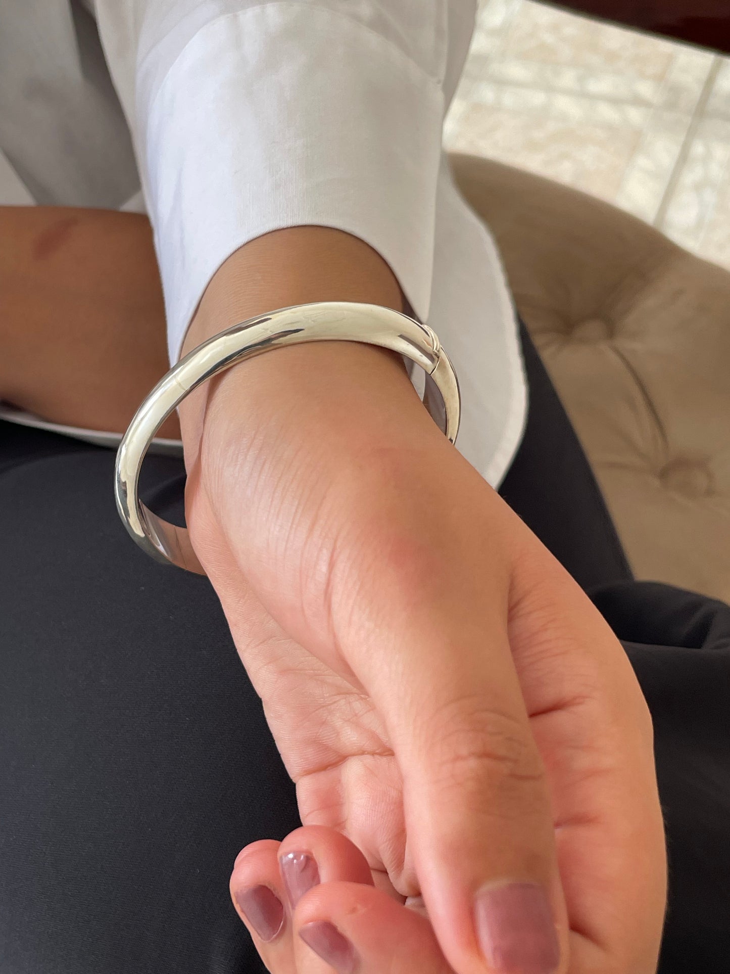 Silver Sterling Chunky Smooth Bangle Bracelet