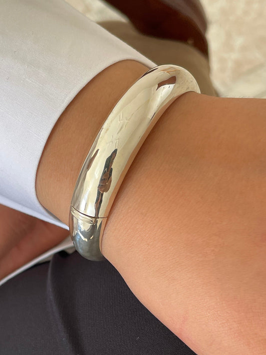Silver Sterling Chunky Smooth Bangle Bracelet