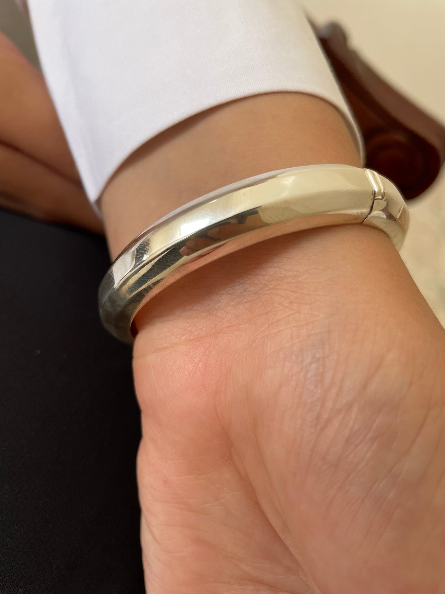 Hinged Silver Sterling Bangle with Three Bands