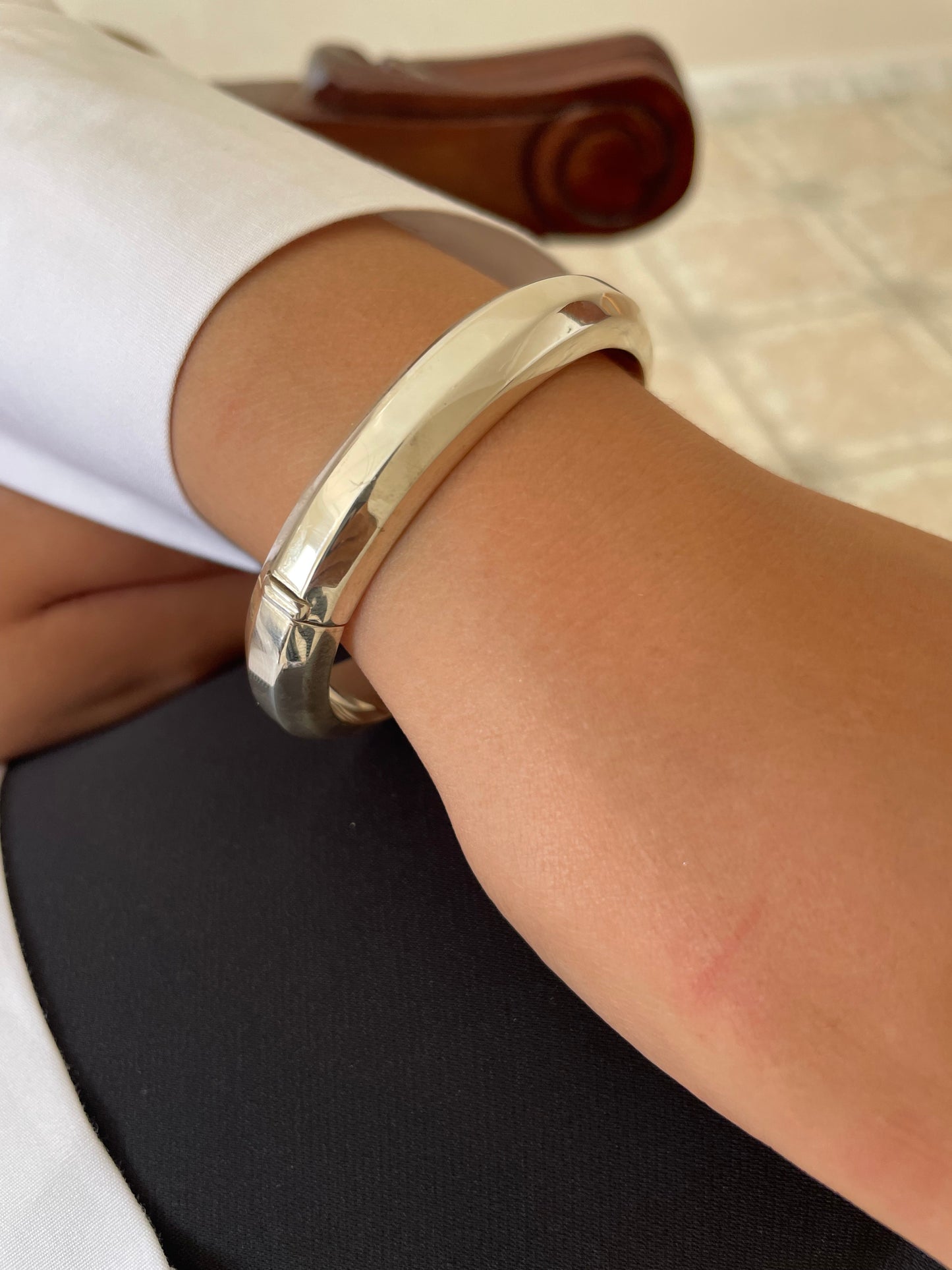 Hinged Silver Sterling Bangle with Three Bands