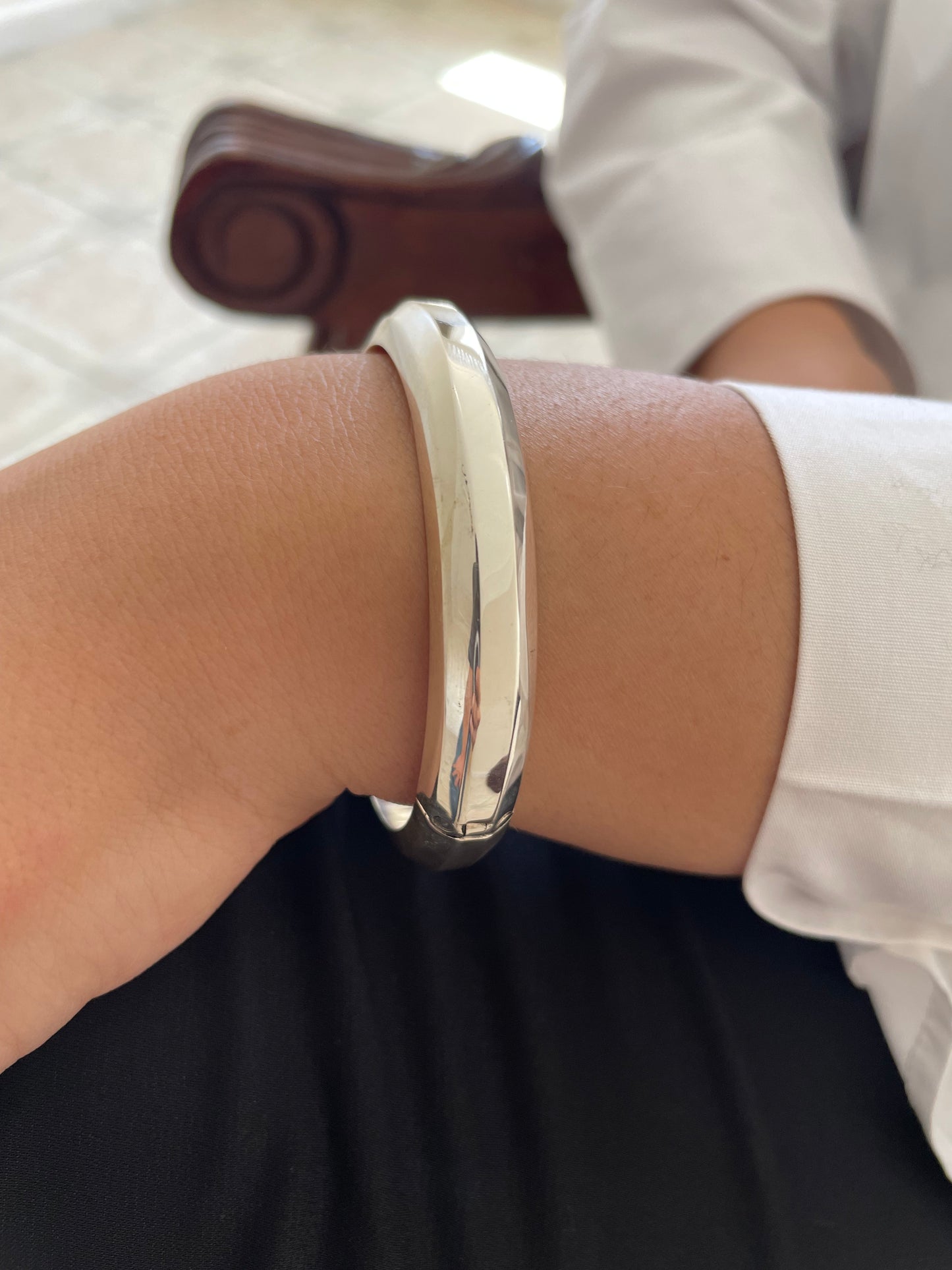 Hinged Silver Sterling Bangle with Three Bands