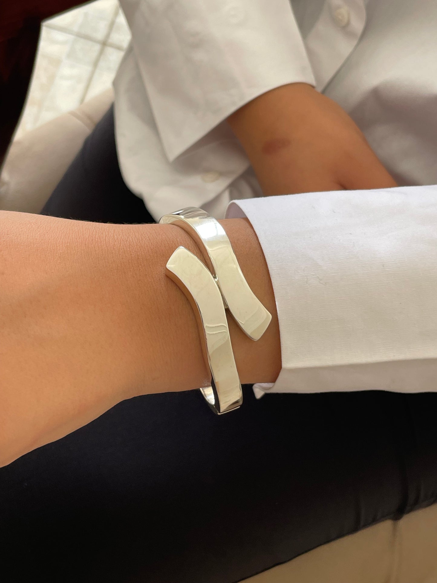 Contemporary Silver Sterling Bangle