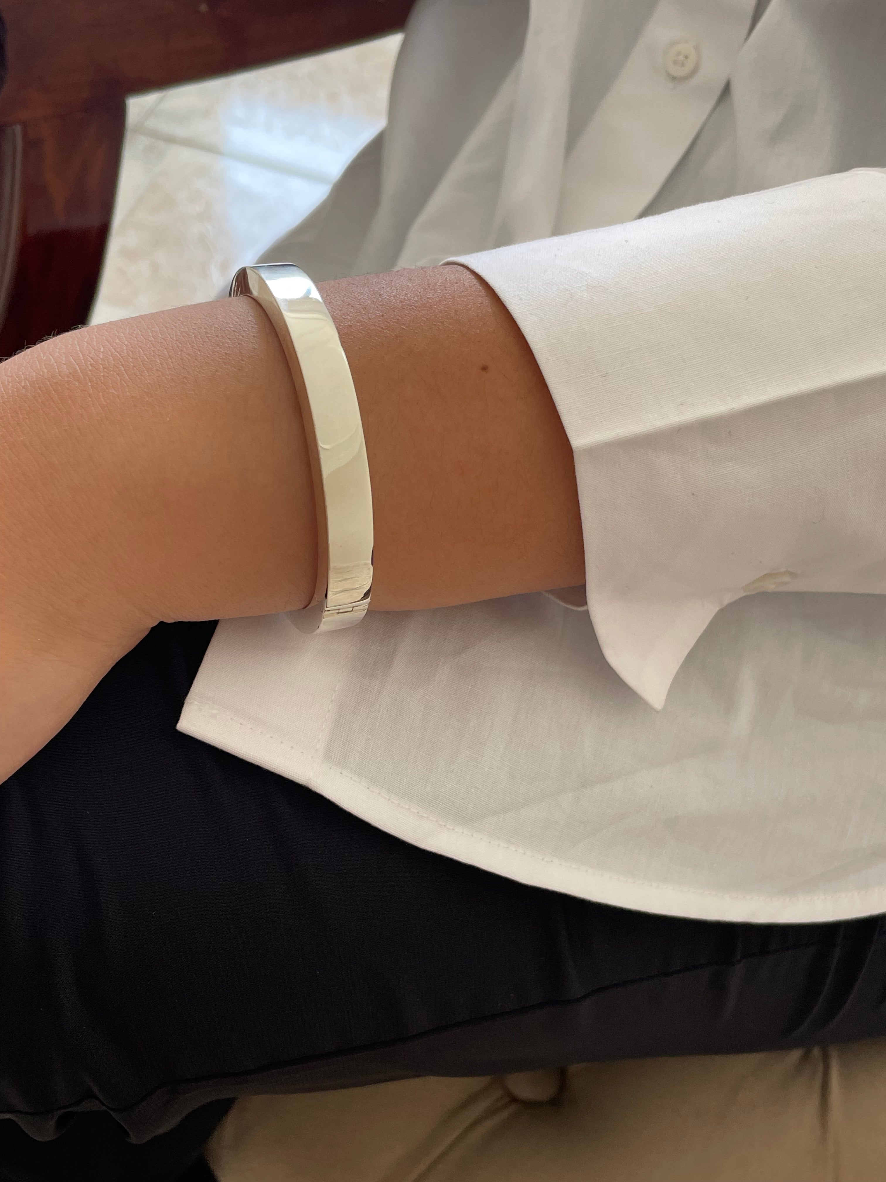 925 Sterling Silver Chunky Hinged Bangle Bracelet