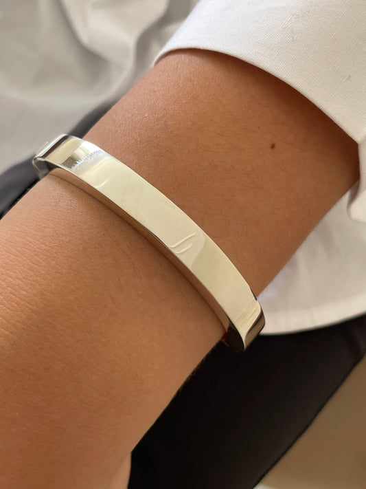925 Sterling Silver Chunky Hinged Bangle Bracelet
