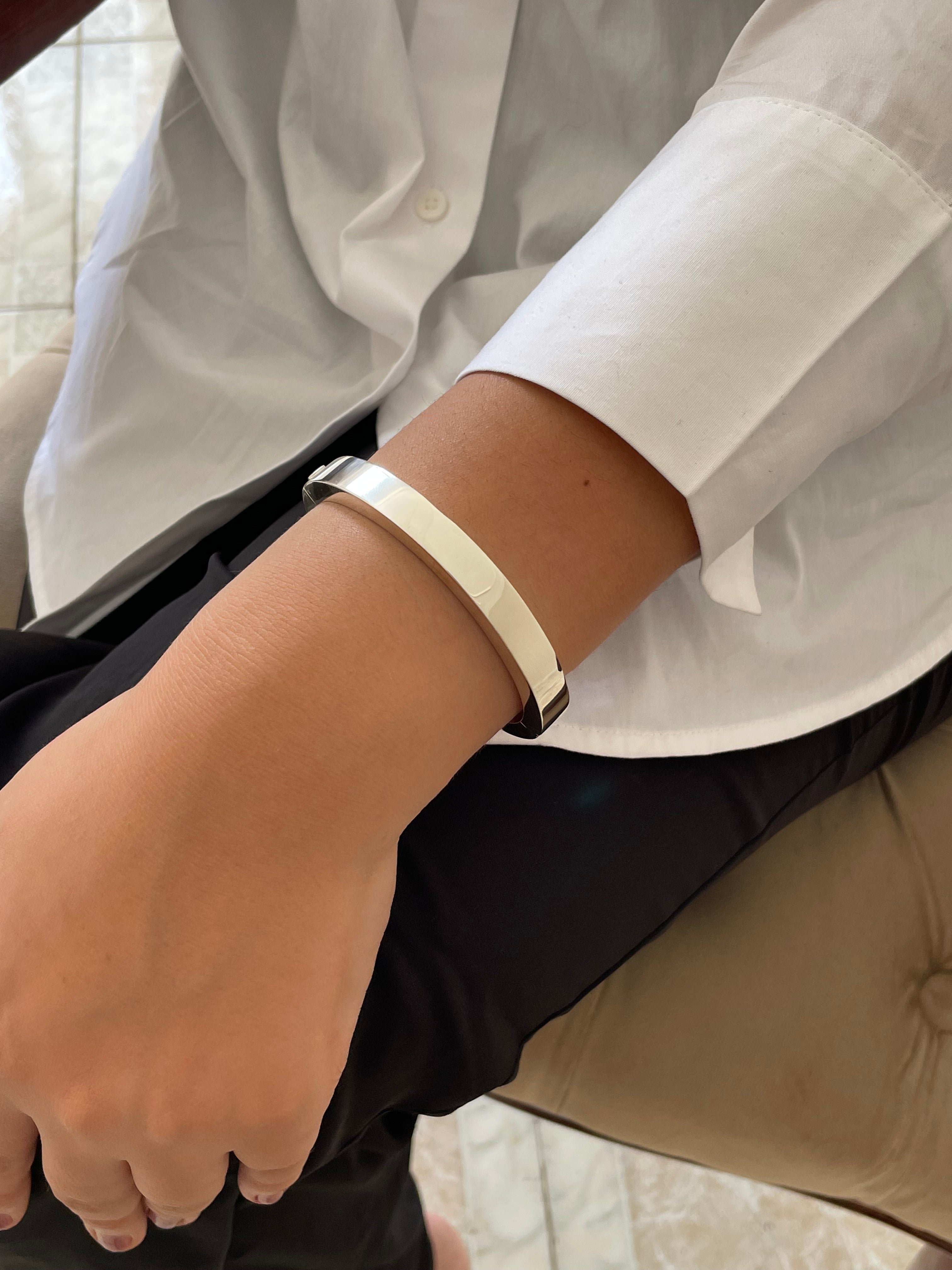 925 Sterling Silver Chunky Hinged Bangle Bracelet