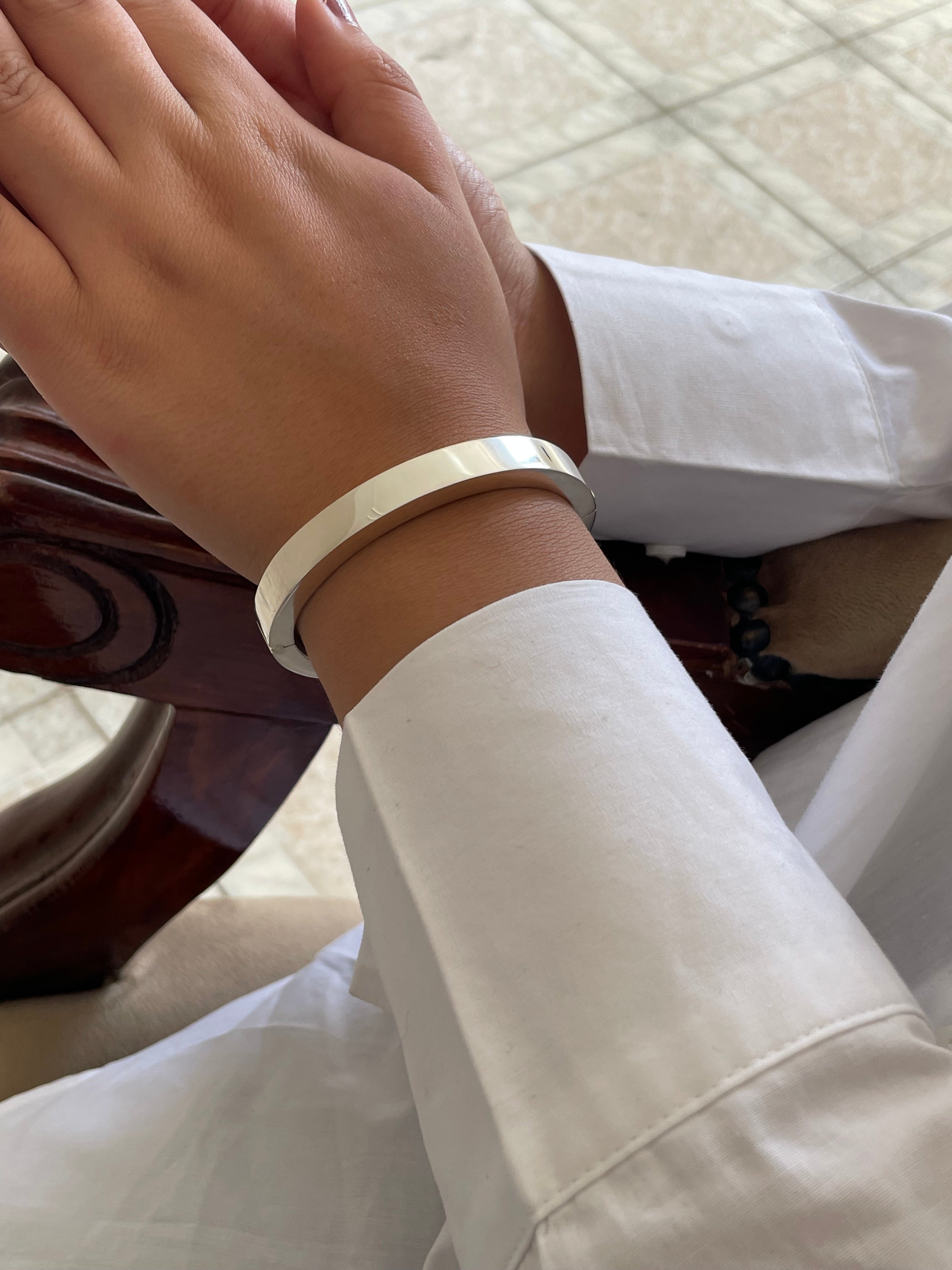 925 Sterling Silver Chunky Hinged Bangle Bracelet