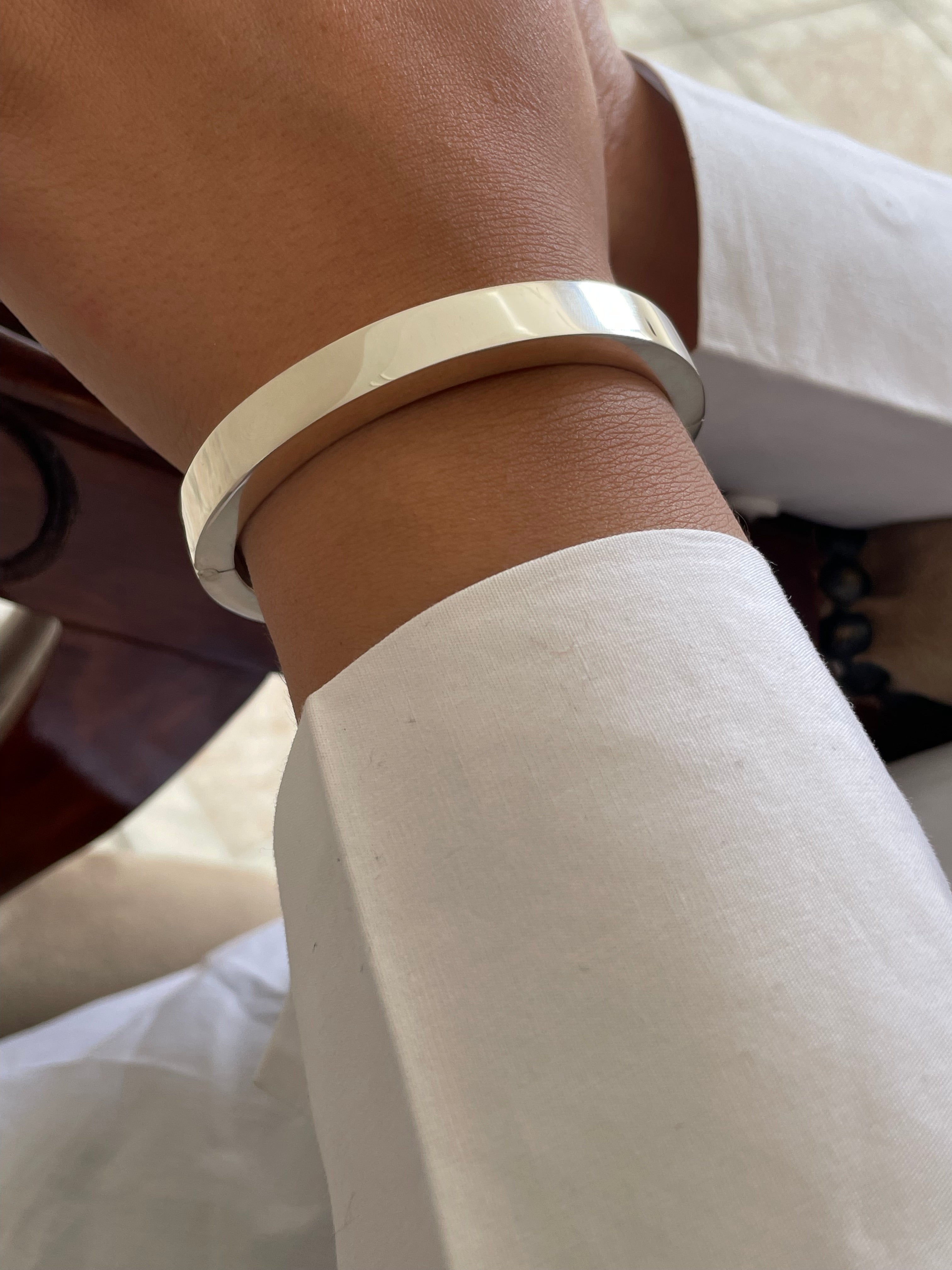925 Sterling Silver Chunky Hinged Bangle Bracelet
