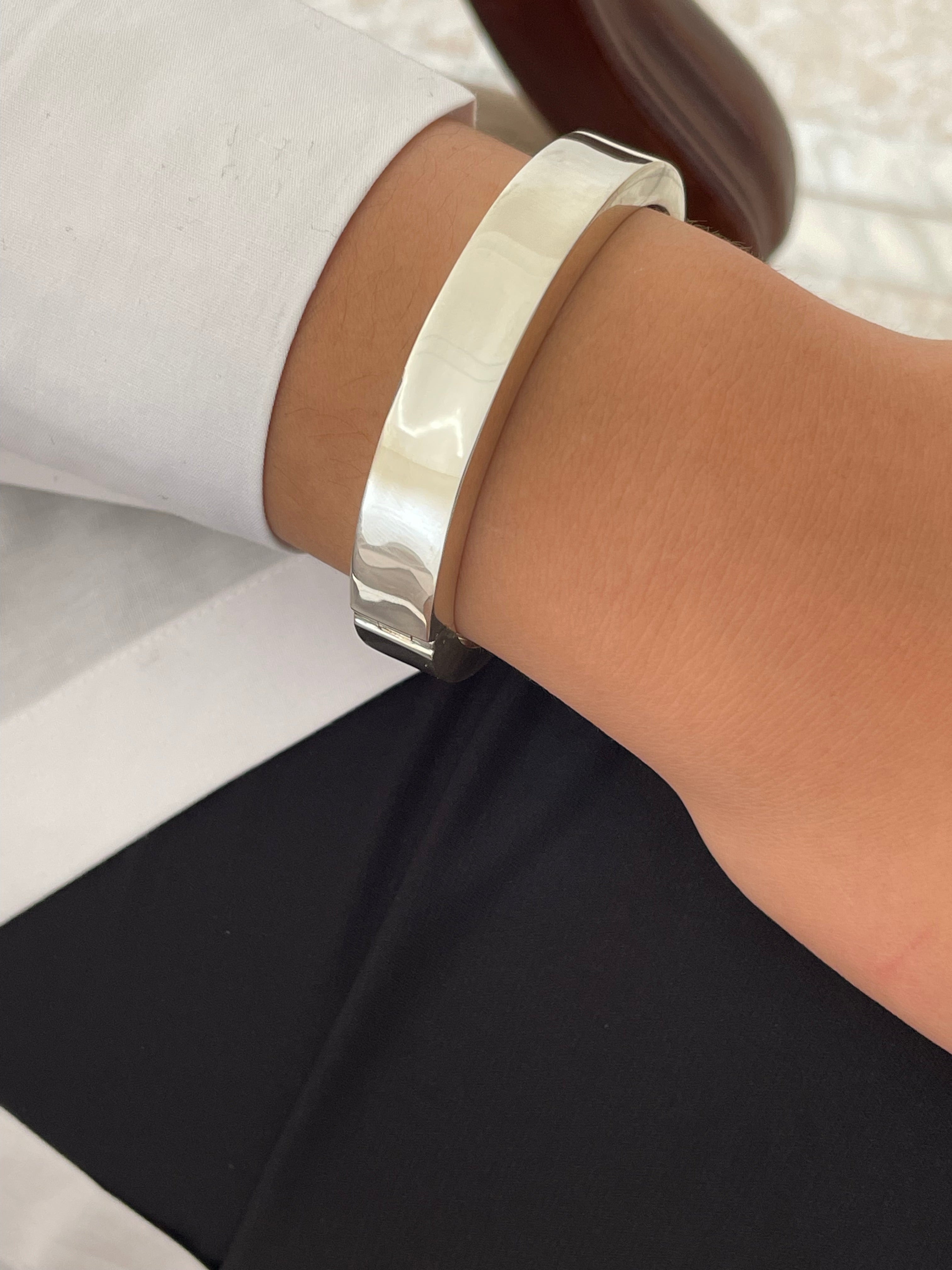 Hinged Sterling Silver Chunky Bangle Bracelet