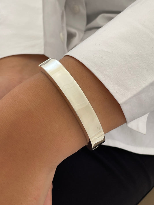 Hinged Sterling Silver Chunky Bangle Bracelet