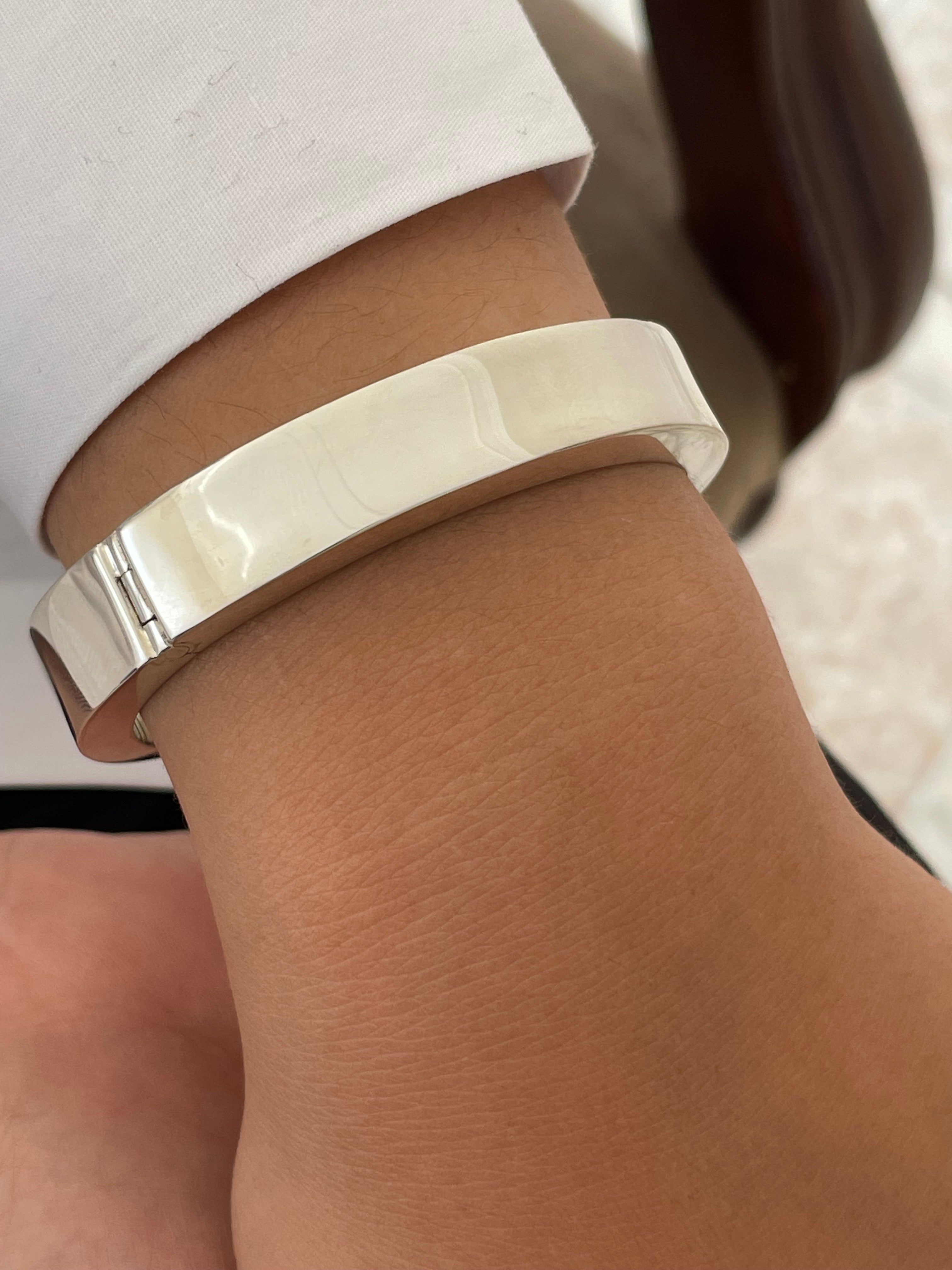 Hinged Sterling Silver Chunky Bangle Bracelet