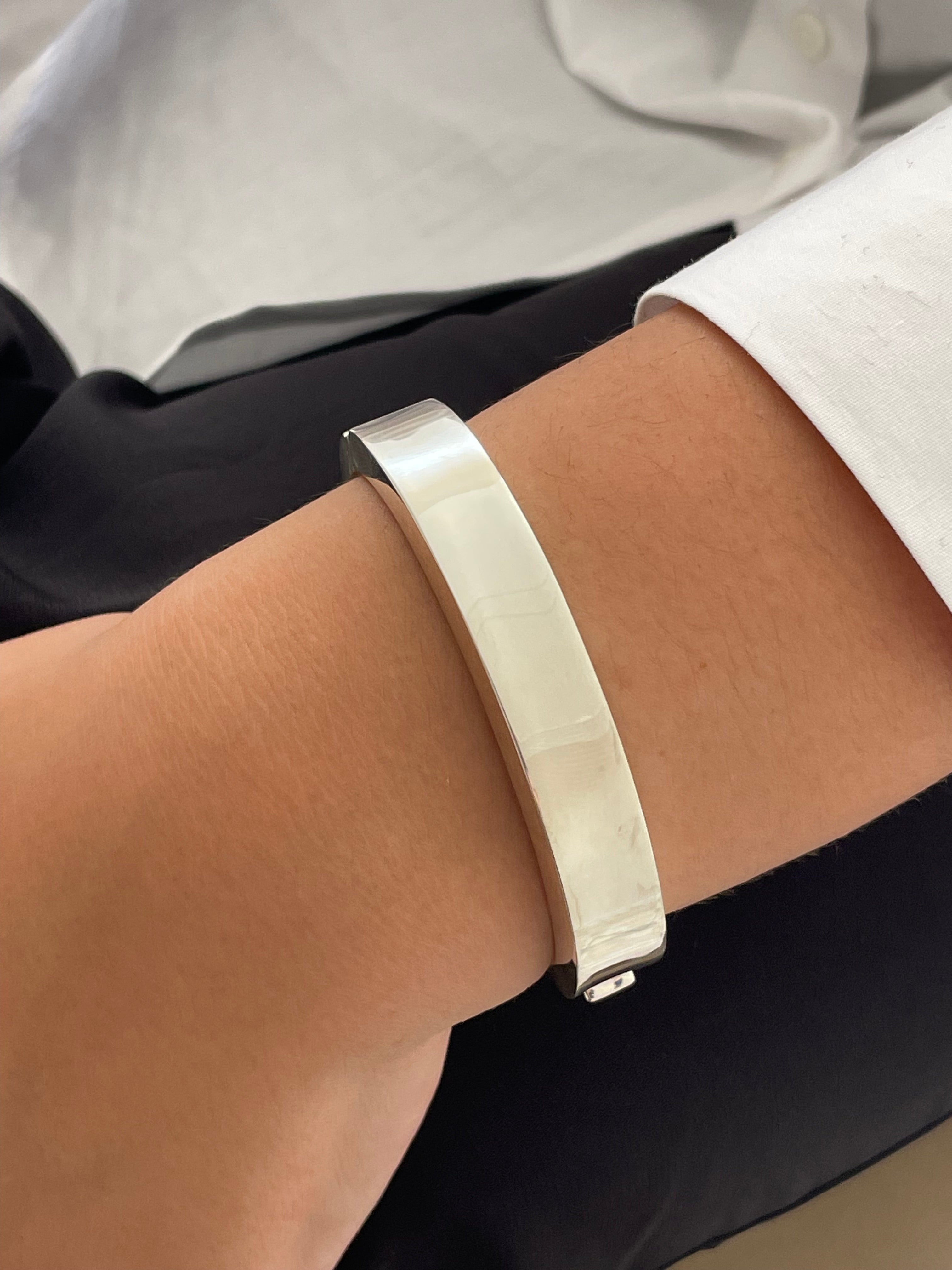 Hinged Sterling Silver Chunky Bangle Bracelet