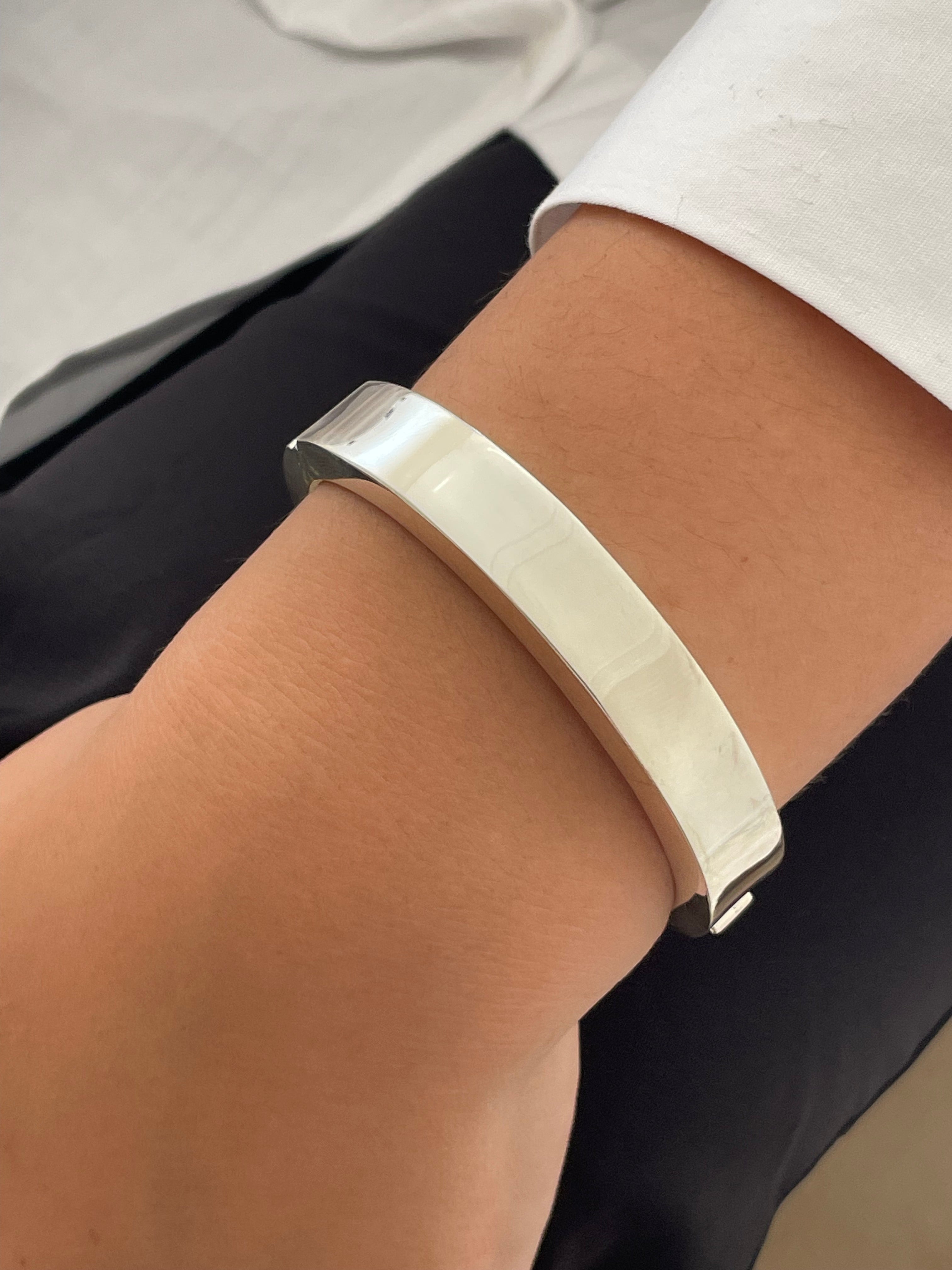 Hinged Sterling Silver Chunky Bangle Bracelet