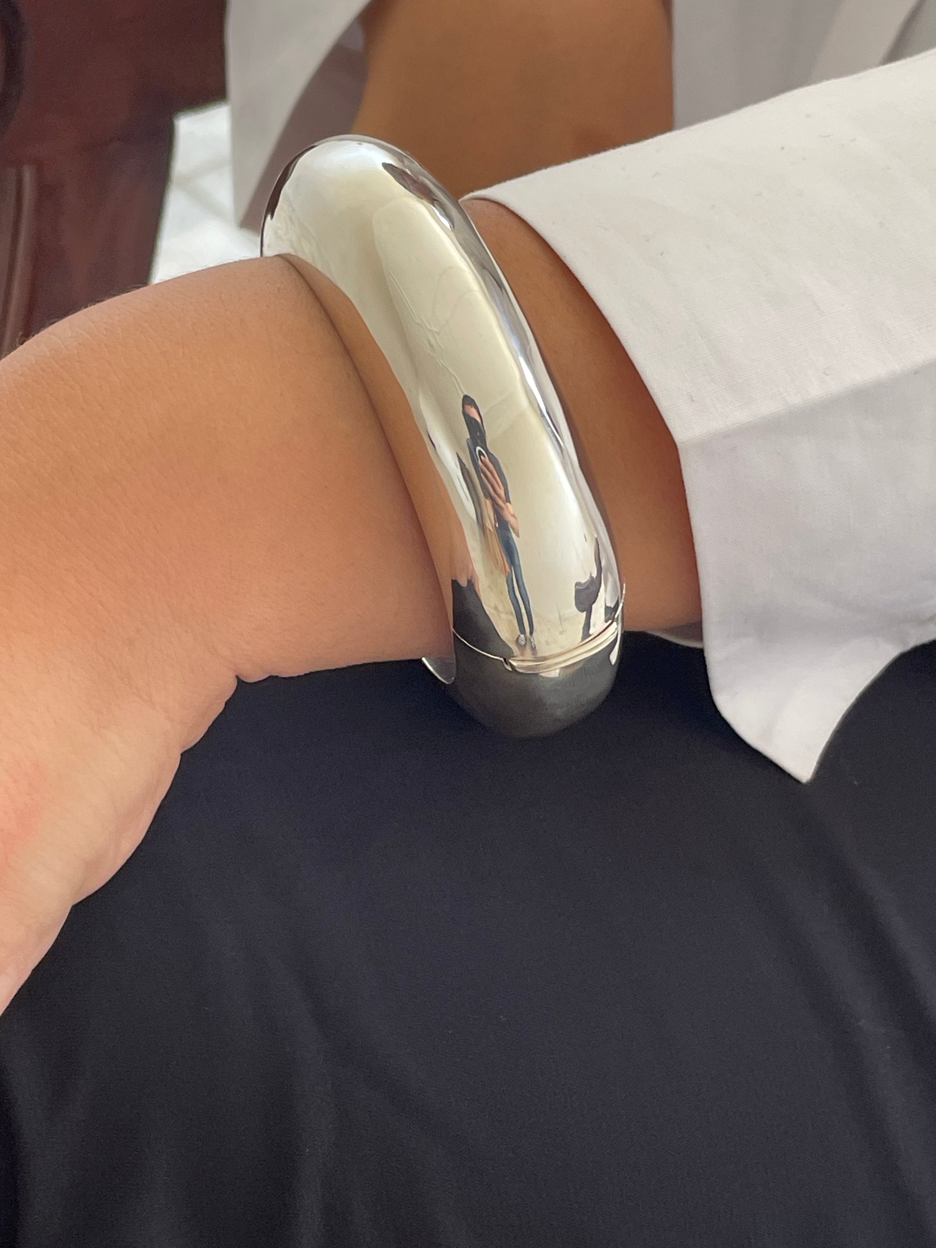 Silver Sterling Large Hinged Cloud Bangle bracelet
