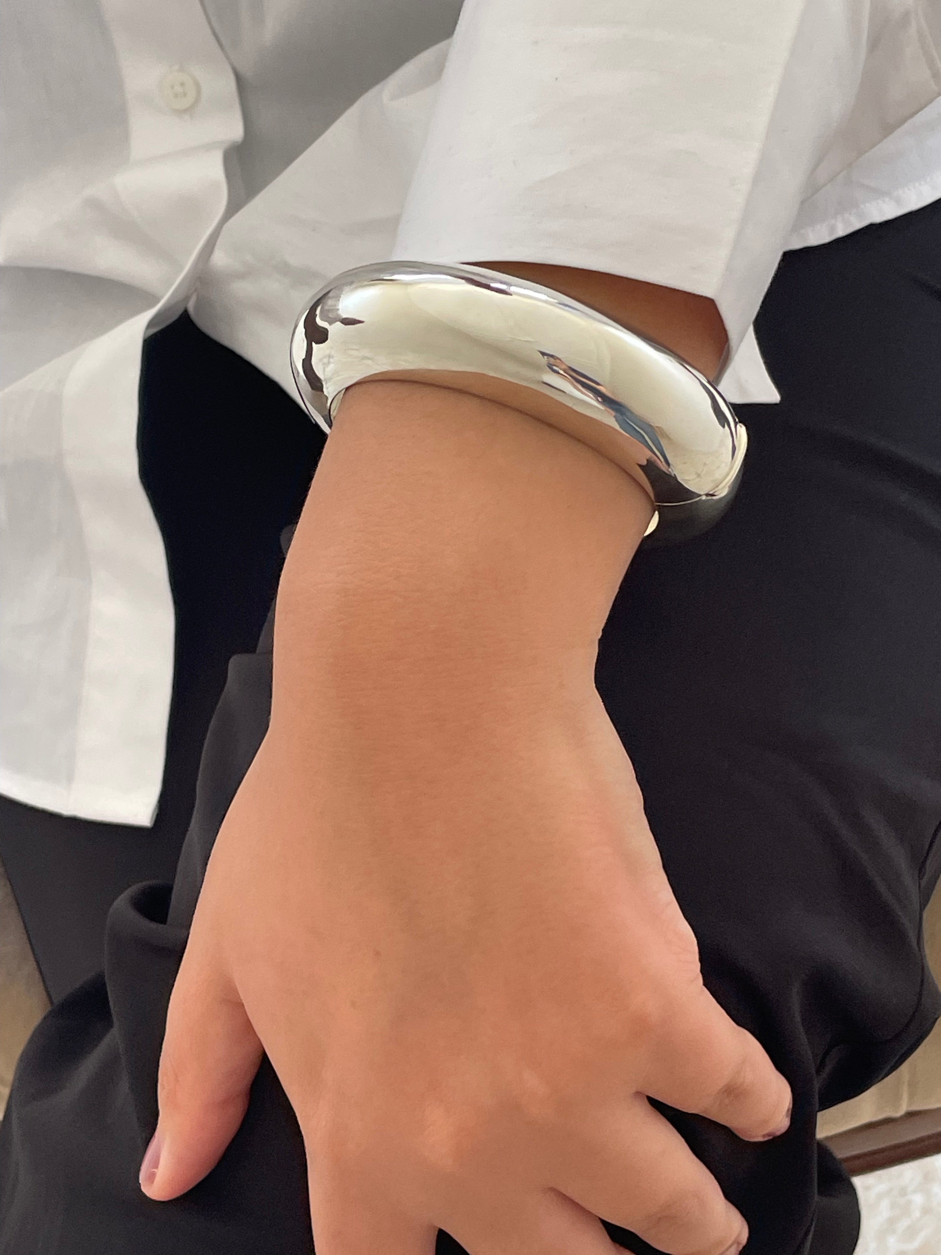 Silver Sterling Large Hinged Cloud Bangle bracelet