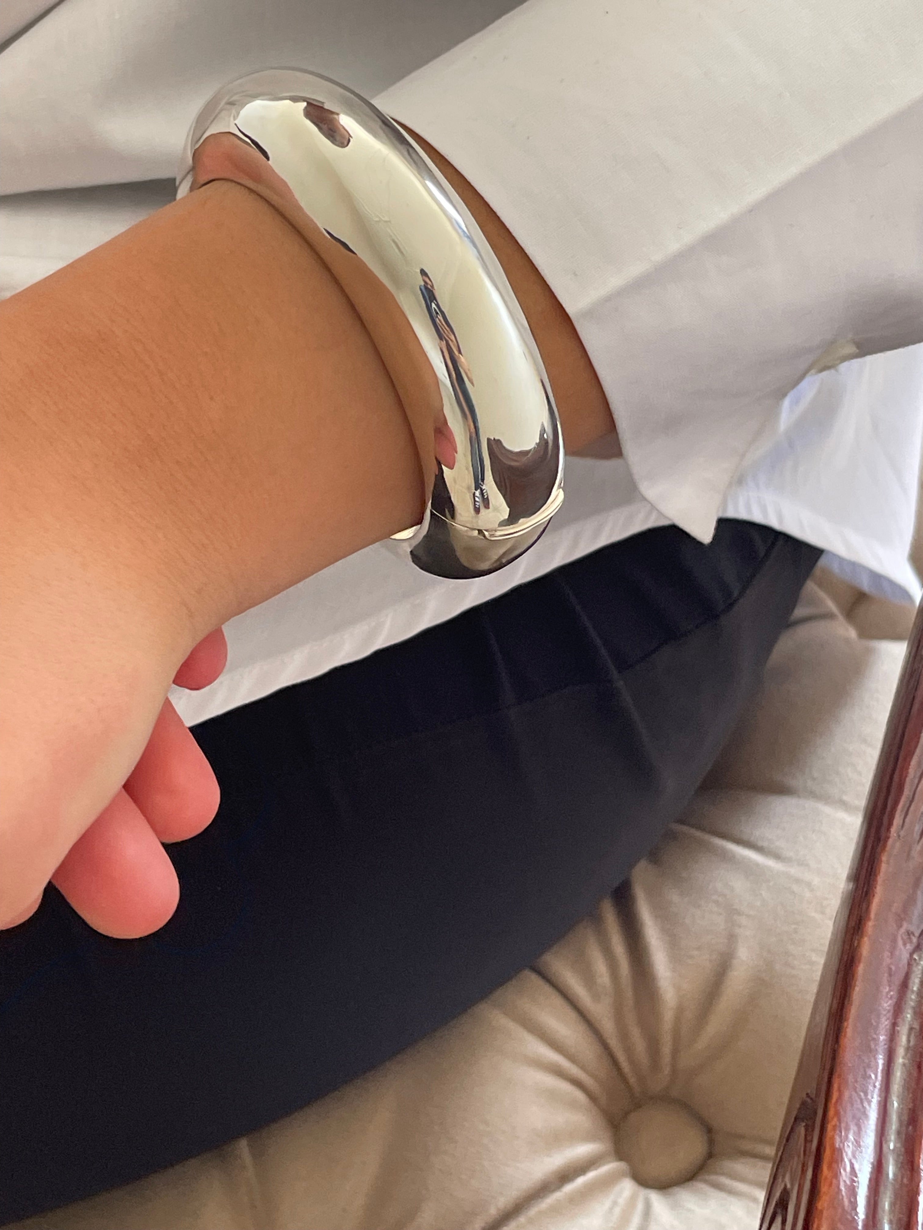 Silver Sterling Large Hinged Cloud Bangle bracelet