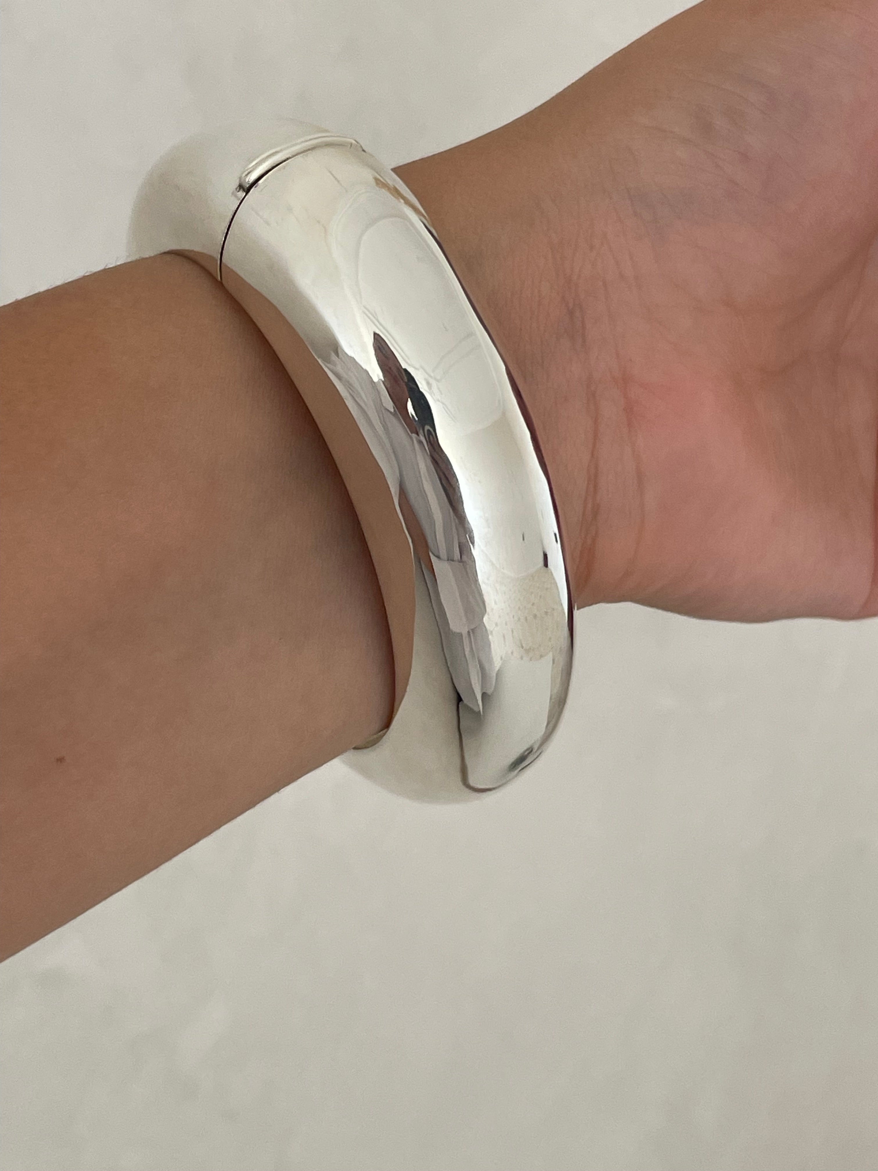 Silver Sterling Large Hinged Cloud Bangle bracelet