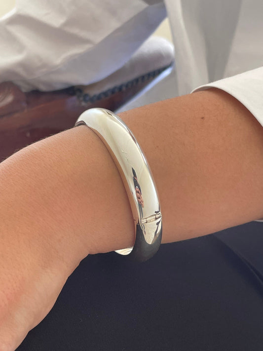 925 Sterling Silver Chunky Bangle - Elegant Silver Bangles for Women