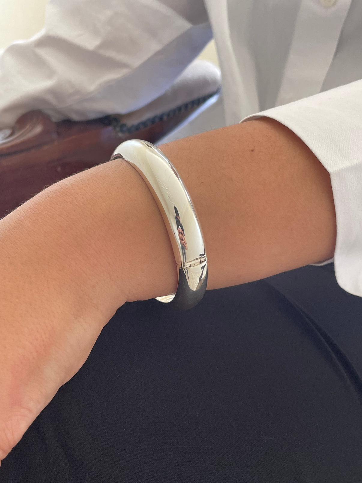 925 Sterling Silver Chunky Bangle - Elegant Silver Bangles for Women