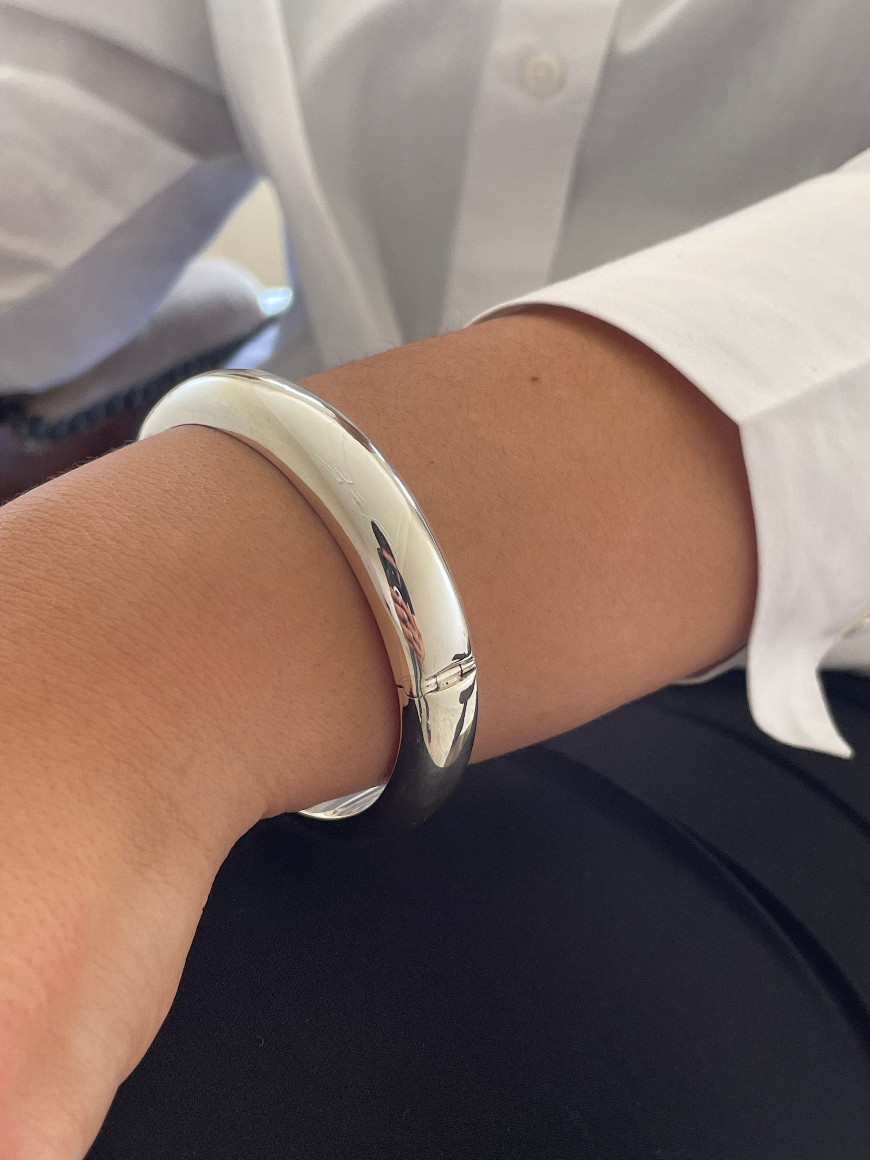 925 Sterling Silver Chunky Bangle - Elegant Silver Bangles for Women