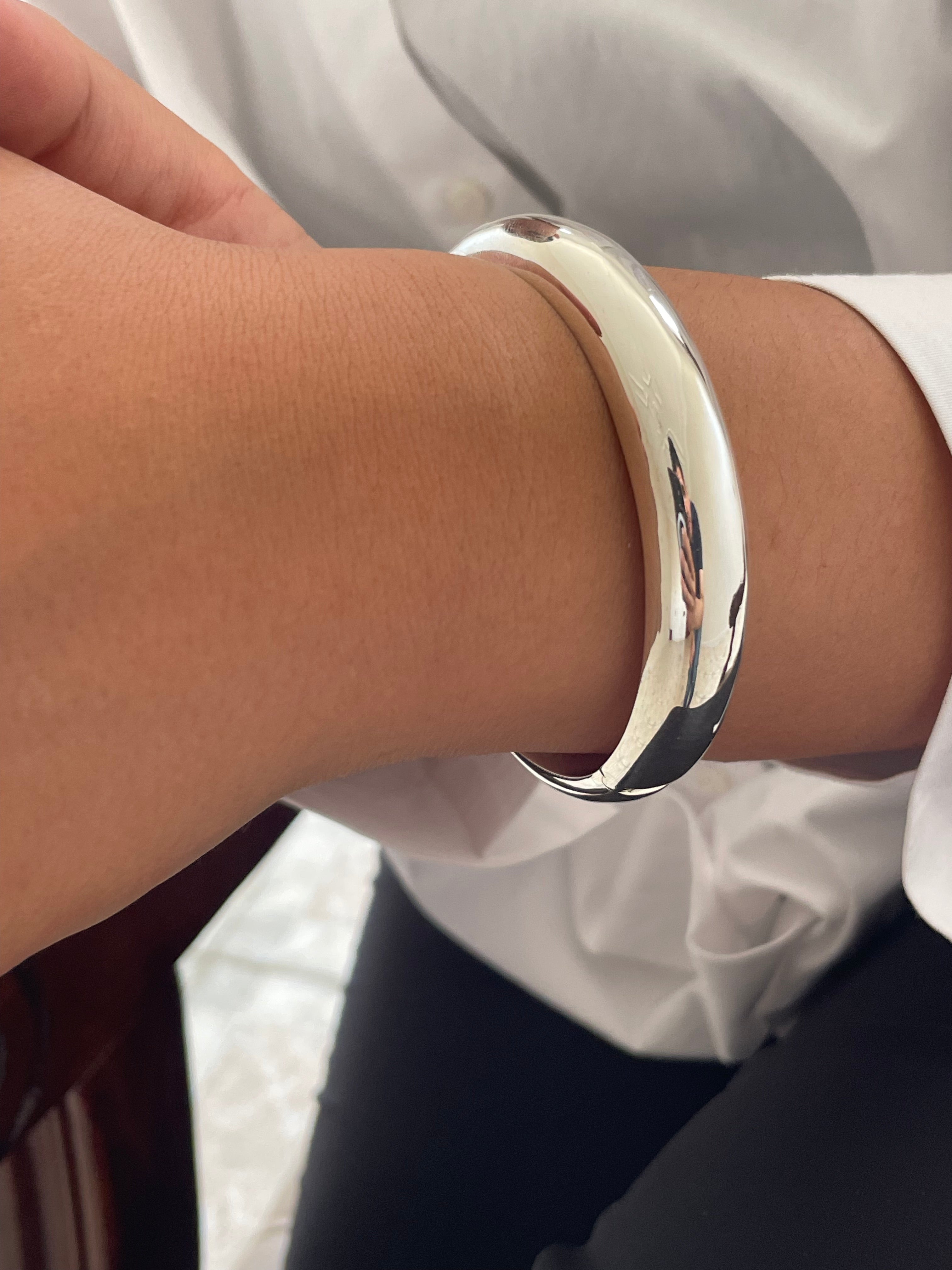 925 Sterling Silver Chunky Bangle - Elegant Silver Bangles for Women