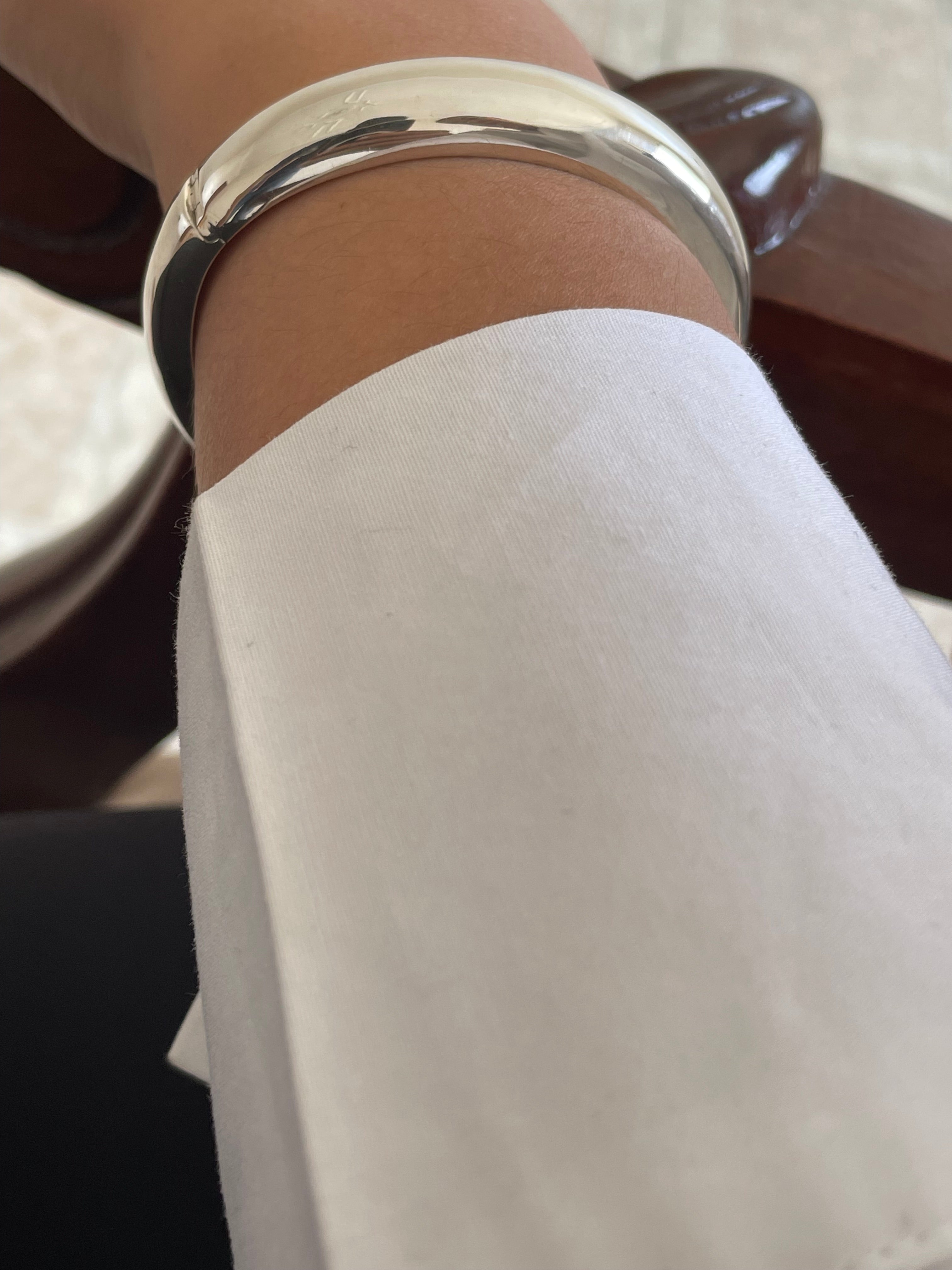 925 Sterling Silver Chunky Bangle - Elegant Silver Bangles for Women