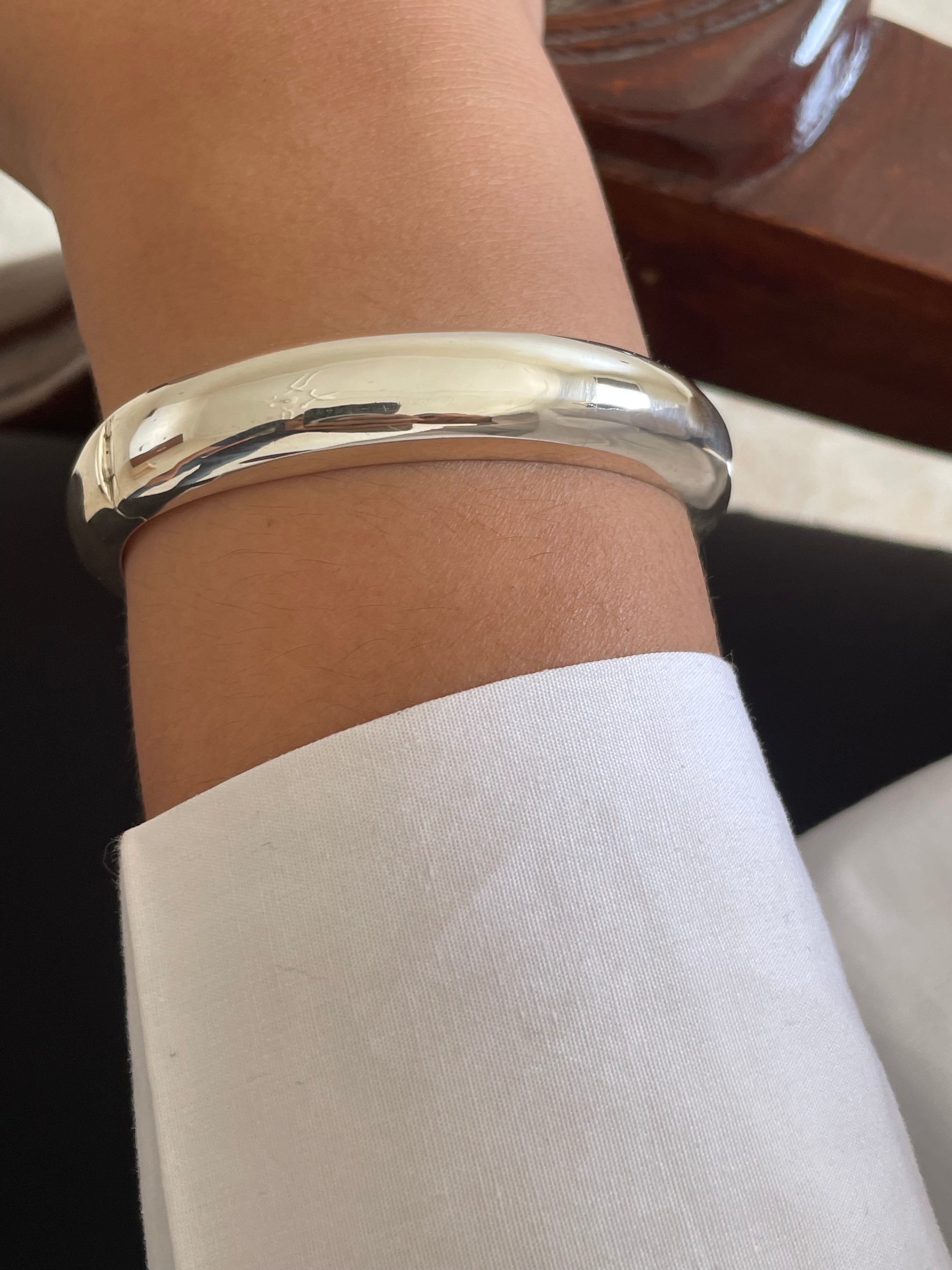 925 Sterling Silver Chunky Bangle - Elegant Silver Bangles for Women