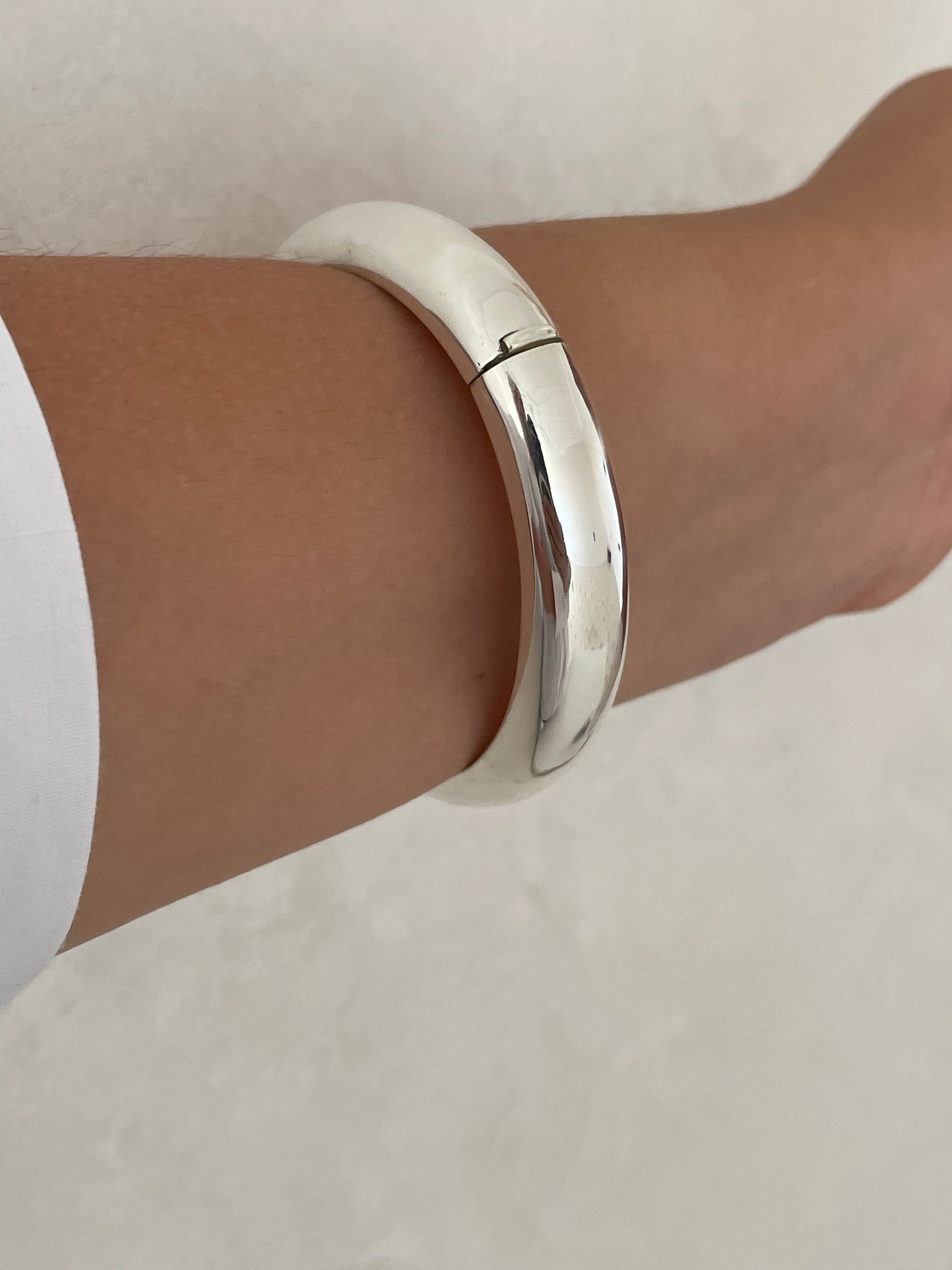 925 Sterling Silver Chunky Bangle - Elegant Silver Bangles for Women