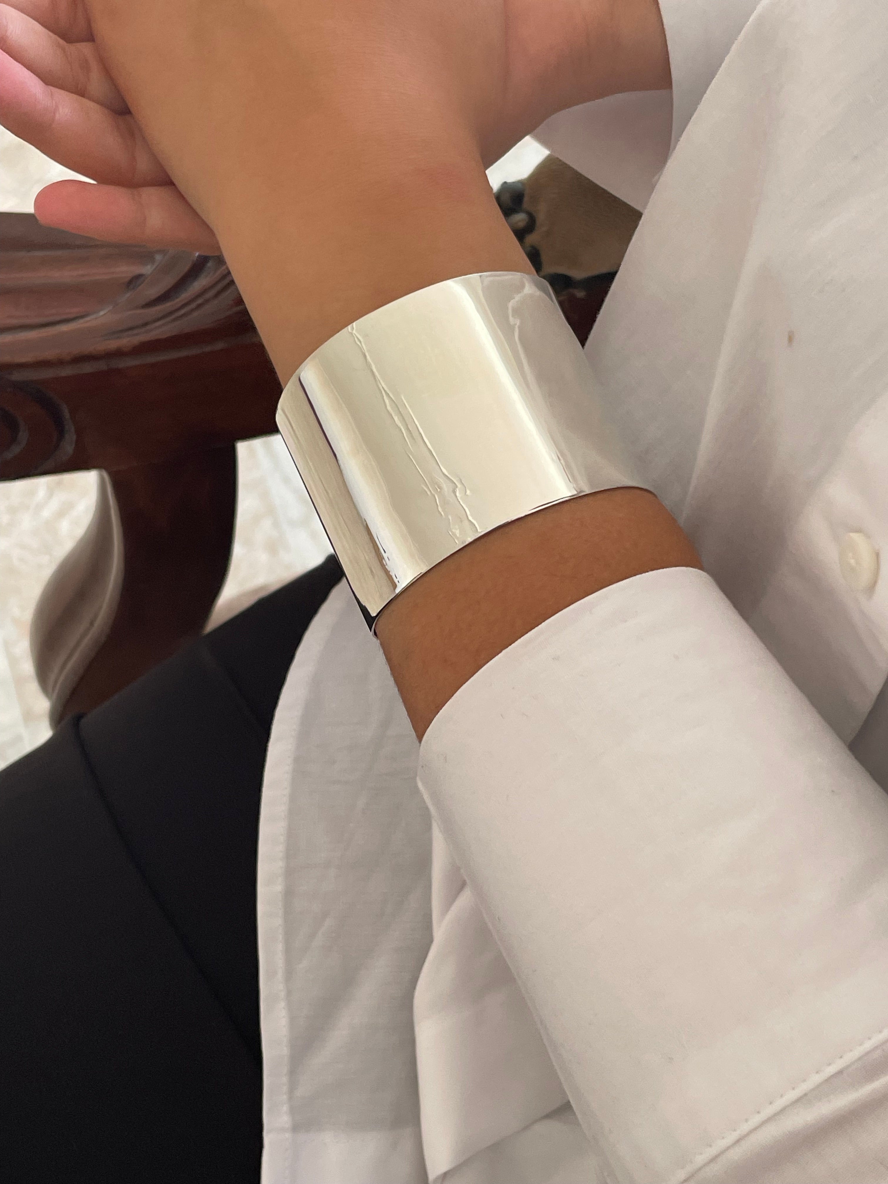 Sterling Silver Large Cuff Bangle Bracelet