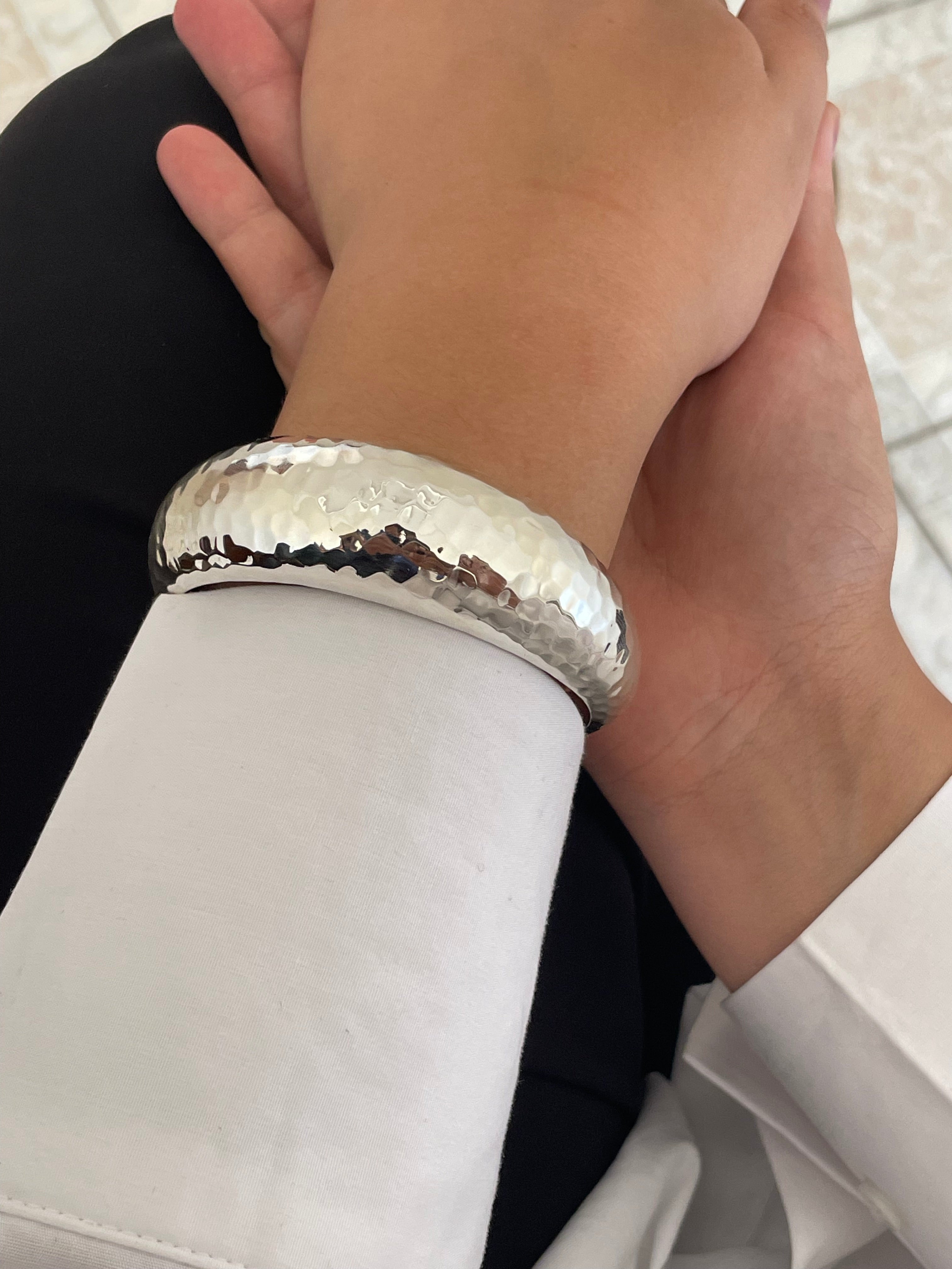Sterling Silver Hammered Cuff Bangle bracelet
