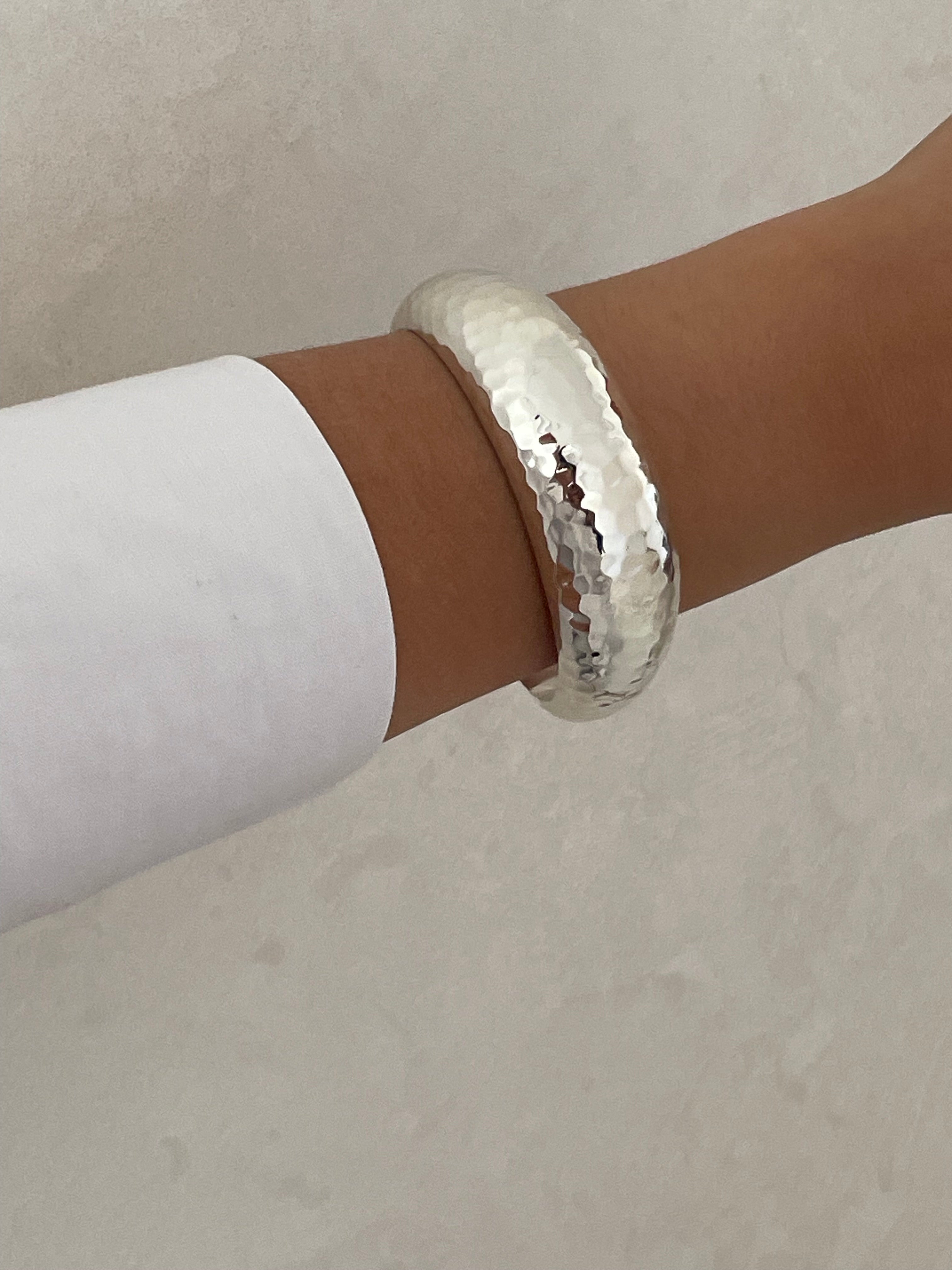 Sterling Silver Hammered Cuff Bangle bracelet