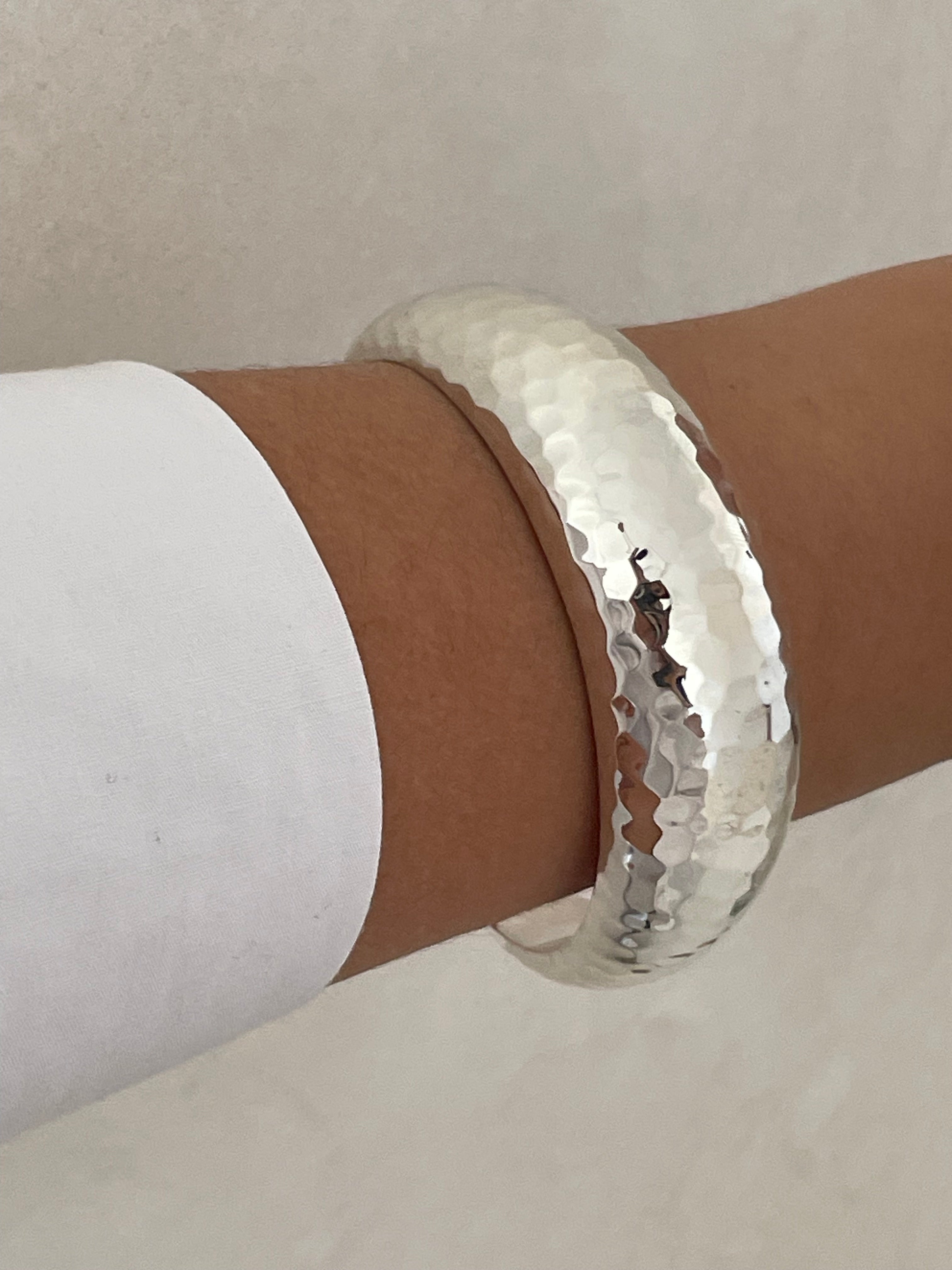 Sterling Silver Hammered Cuff Bangle bracelet