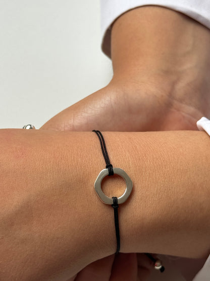 Handmade 925 Sterling Silver Minimalist Circle Bracelet for Women