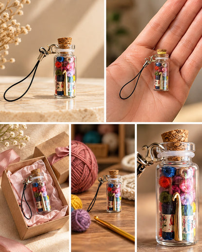 Handy Glory™ Micro-Crochet Miniature Yarn Vial Keychain