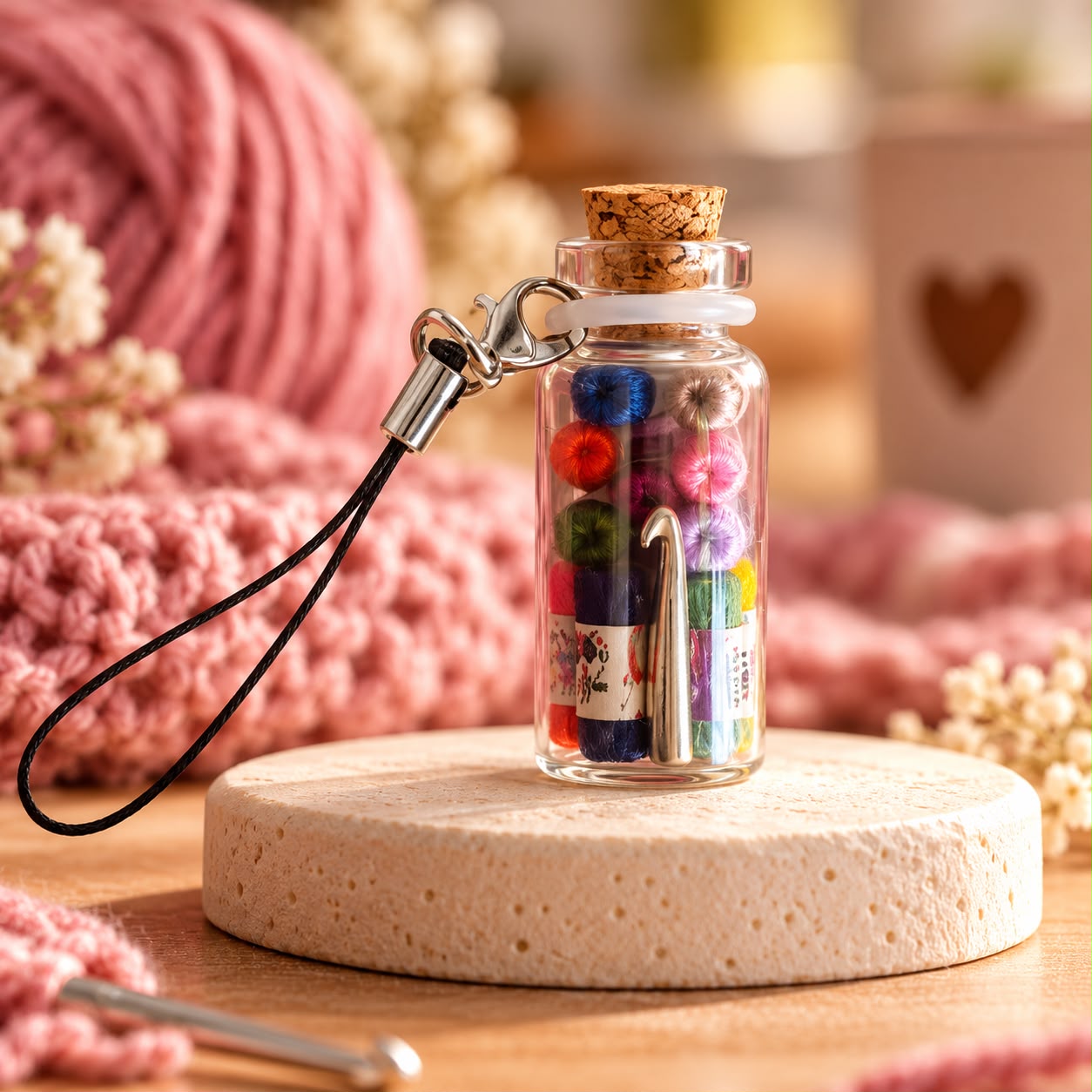 Handy Glory™ Micro-Crochet Miniature Yarn Vial Keychain