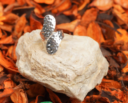 Hammered Sterling Silver Handmade Wide Band Ring for Women