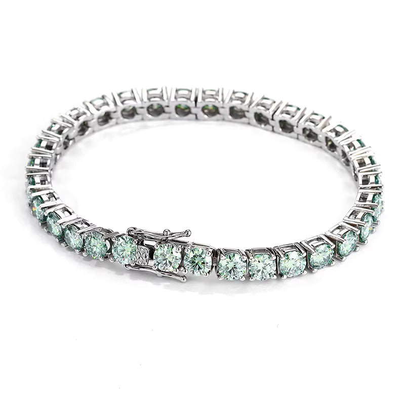 Vivid Green Moissanite Tennis Bracelet in 925 Sterling Silver - Various Sizes & Shades