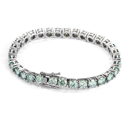 Vivid Green Moissanite Tennis Bracelet in 925 Sterling Silver - Various Sizes & Shades