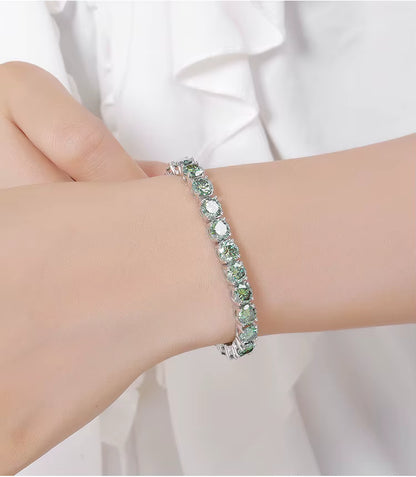 Vivid Green Moissanite Tennis Bracelet in 925 Sterling Silver - Various Sizes & Shades