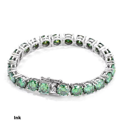 Vivid Green Moissanite Tennis Bracelet in 925 Sterling Silver - Various Sizes & Shades