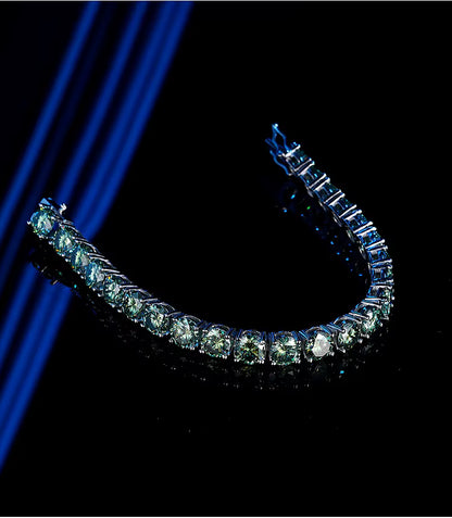 Vivid Green Moissanite Tennis Bracelet in 925 Sterling Silver - Various Sizes & Shades