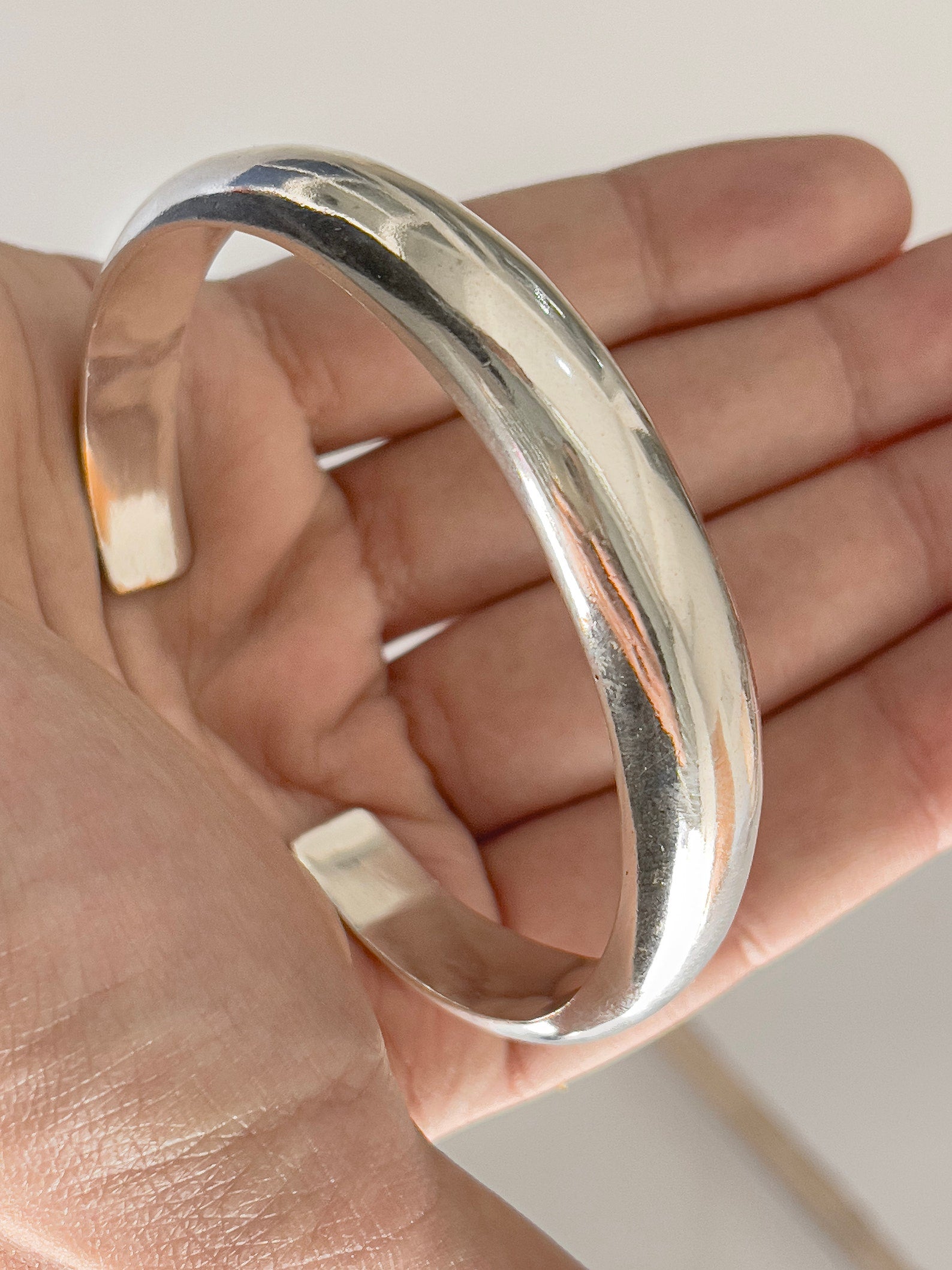 Chunky Sterling Silver Cuff Bangle Bracelet