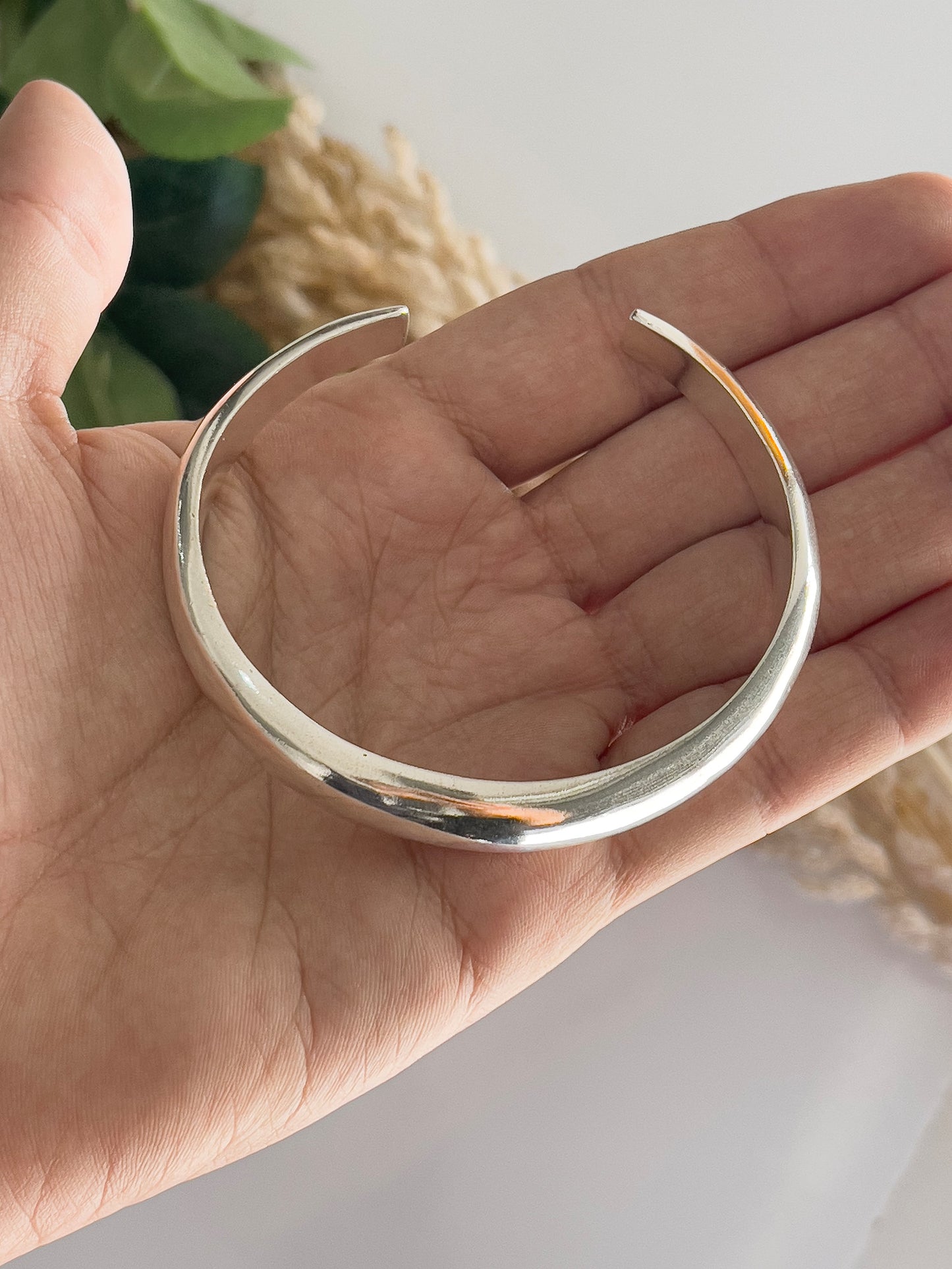 925 Silver Bangle, Silver Bracelet, Simple Bangle, Silver Bangle, Chunky Bangle, Hollow Silver Bangle, Silver Statement Bangle