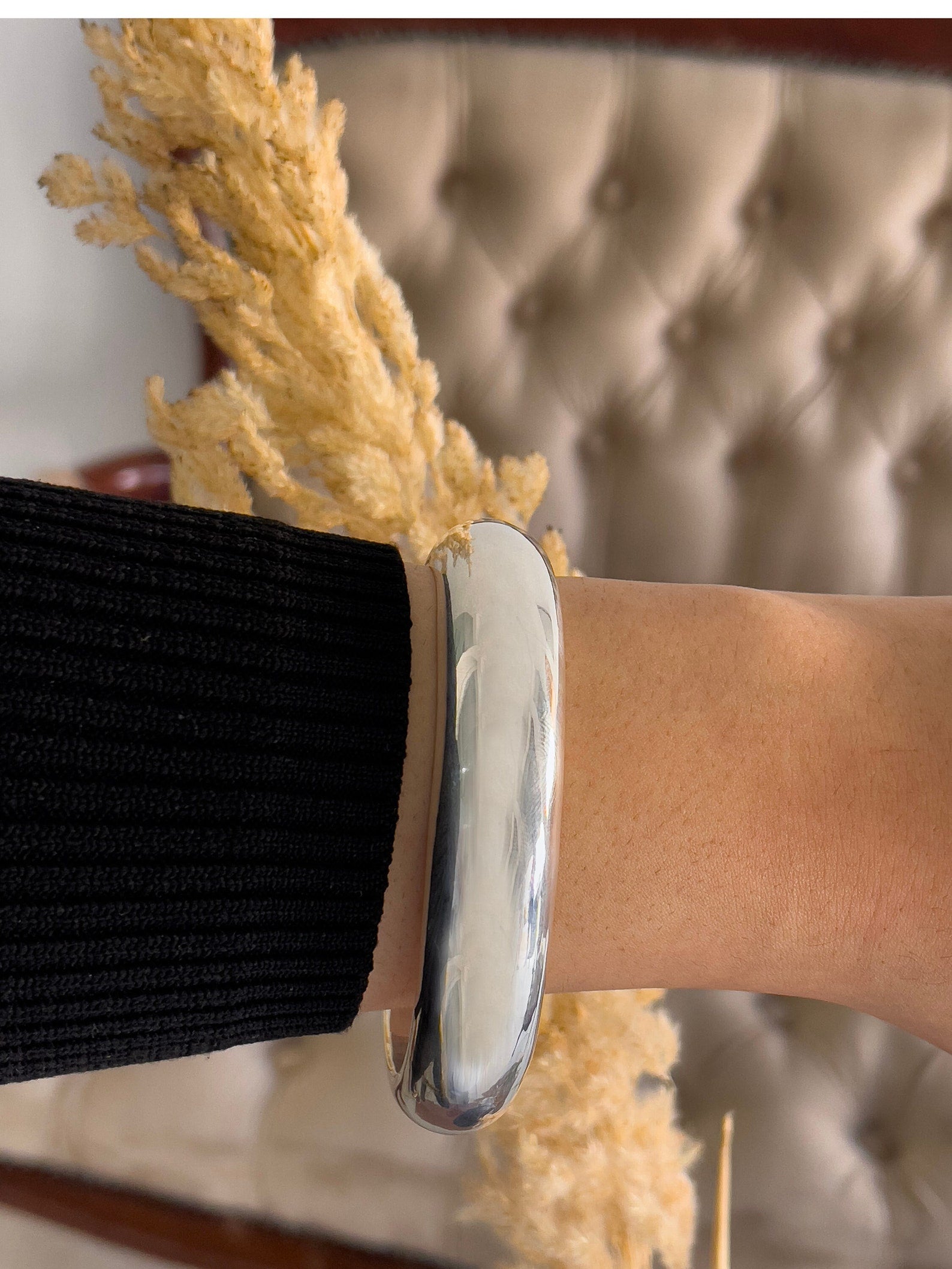 Sterling Silver Chunky Heavy Bangle