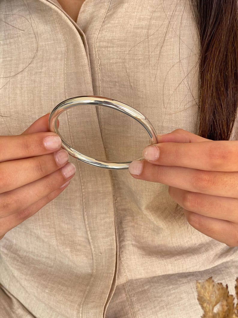 Thick Sterling Silver Bangle Bracelet