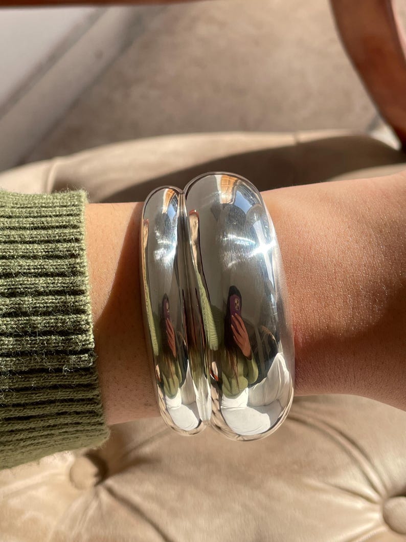 Sterling Silver Curve Bangle Bracelet