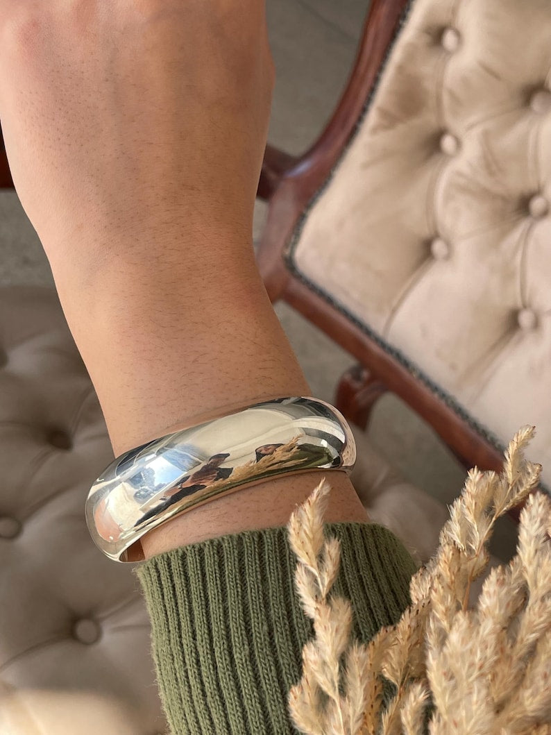 Sterling Silver Large Aura Cuff Bracelet