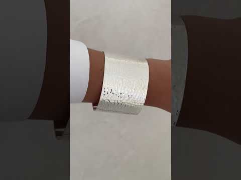 Sterling Silver Large Hammered Cuff Bangle Bracelet