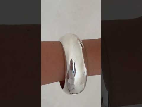 Sterling Silver Large Hinged Chunky Sculpted Bangle Bracelet