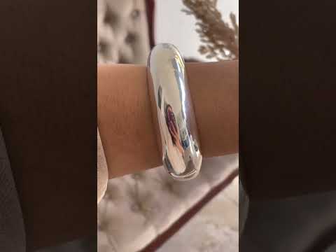 Silver Sterling Large Hinged Cloud Bangle bracelet