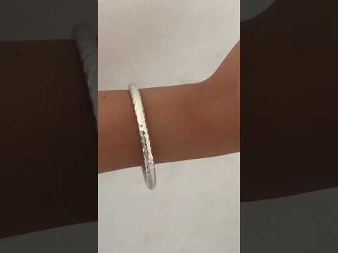 Thick Sterling Silver Hammered Bangle Bracelet